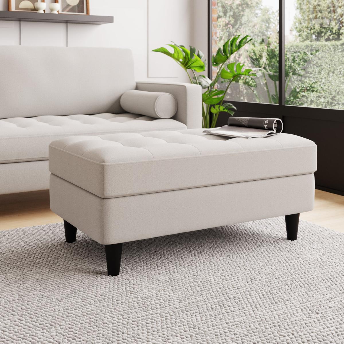 Zoe Boucle Storage Footstool Light Grey – image 1