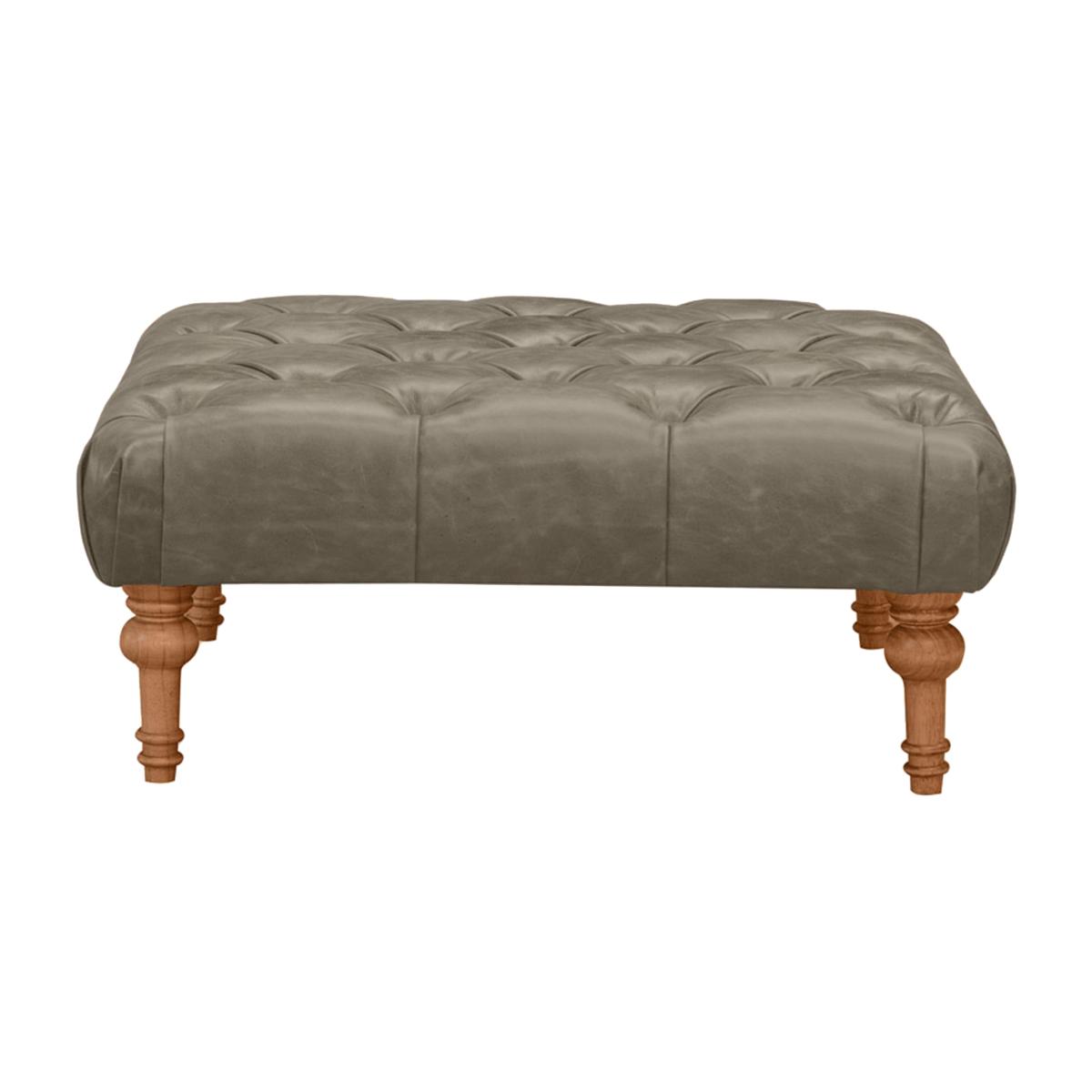 Alexander and James - Chesterfield Collection Small Leather Footstool - Bluster - Oak Feet