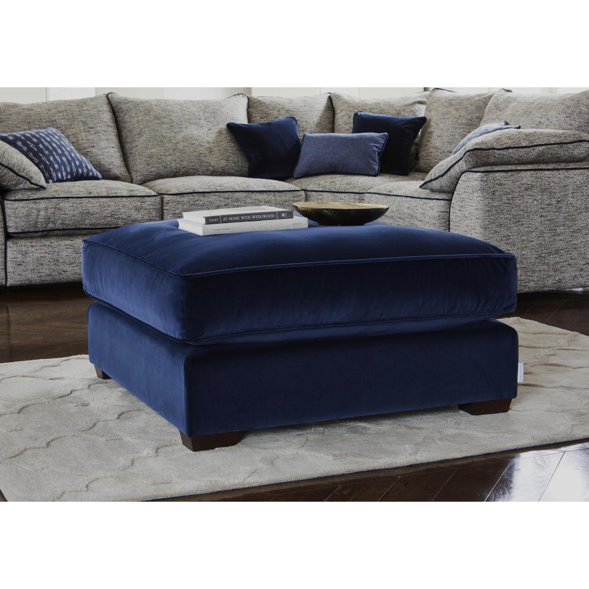 Collins and Hayes - Jarvis Extra Large Fabric Footstool with Piping – image 2
