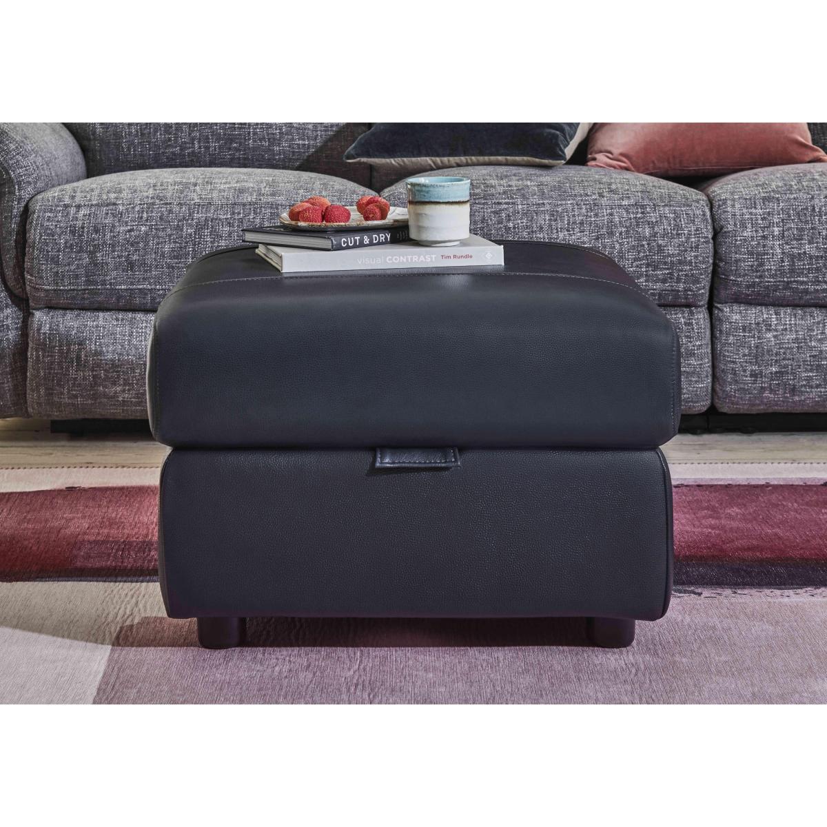 Orlando Leather Storage Footstool - Grey – image 2