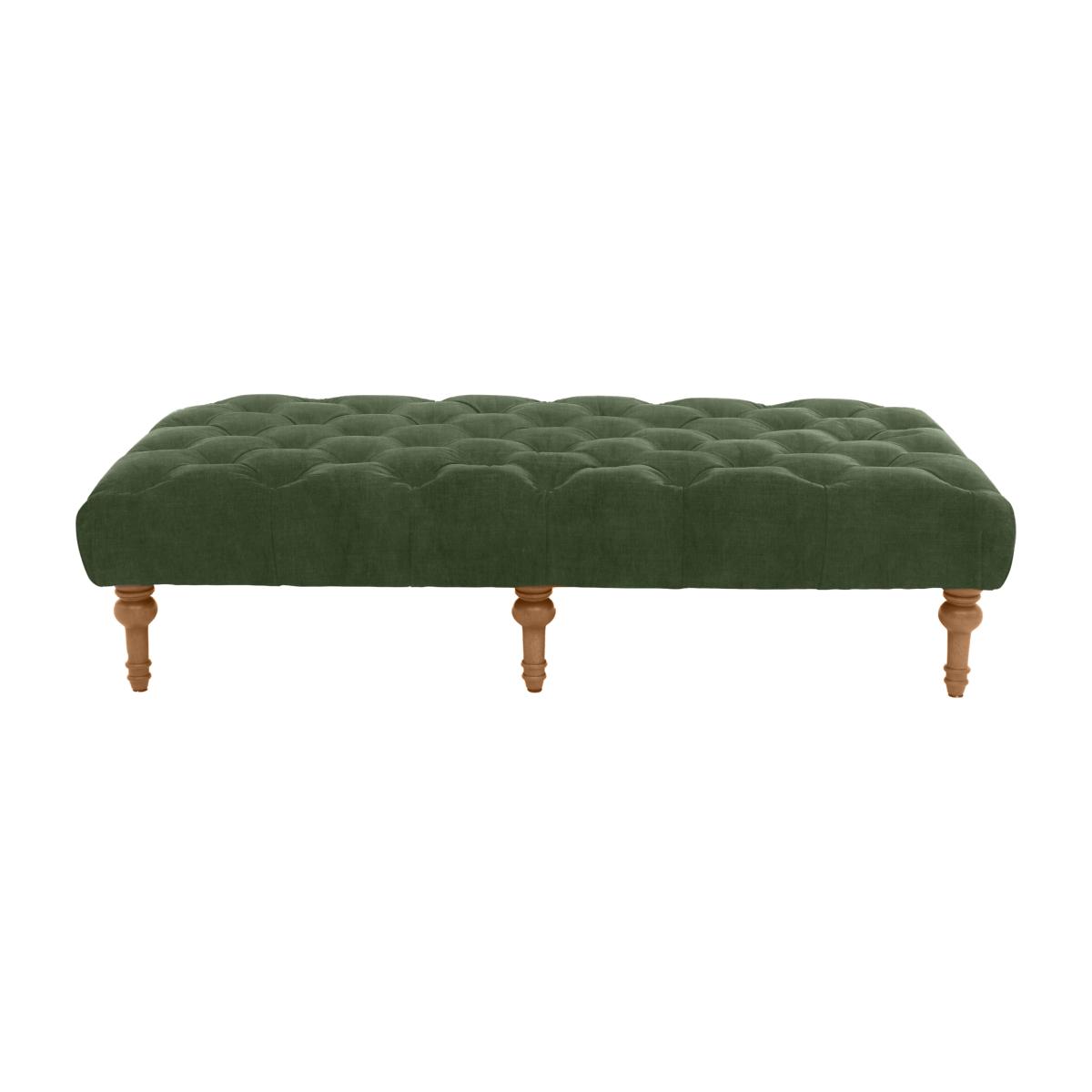Alexander and James - Chesterfield Collection Large Fabric Footstool - Highland Green - Oak Feet