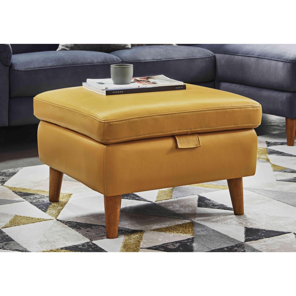 Morgan Leather Storage Footstool - Yellow – image 2
