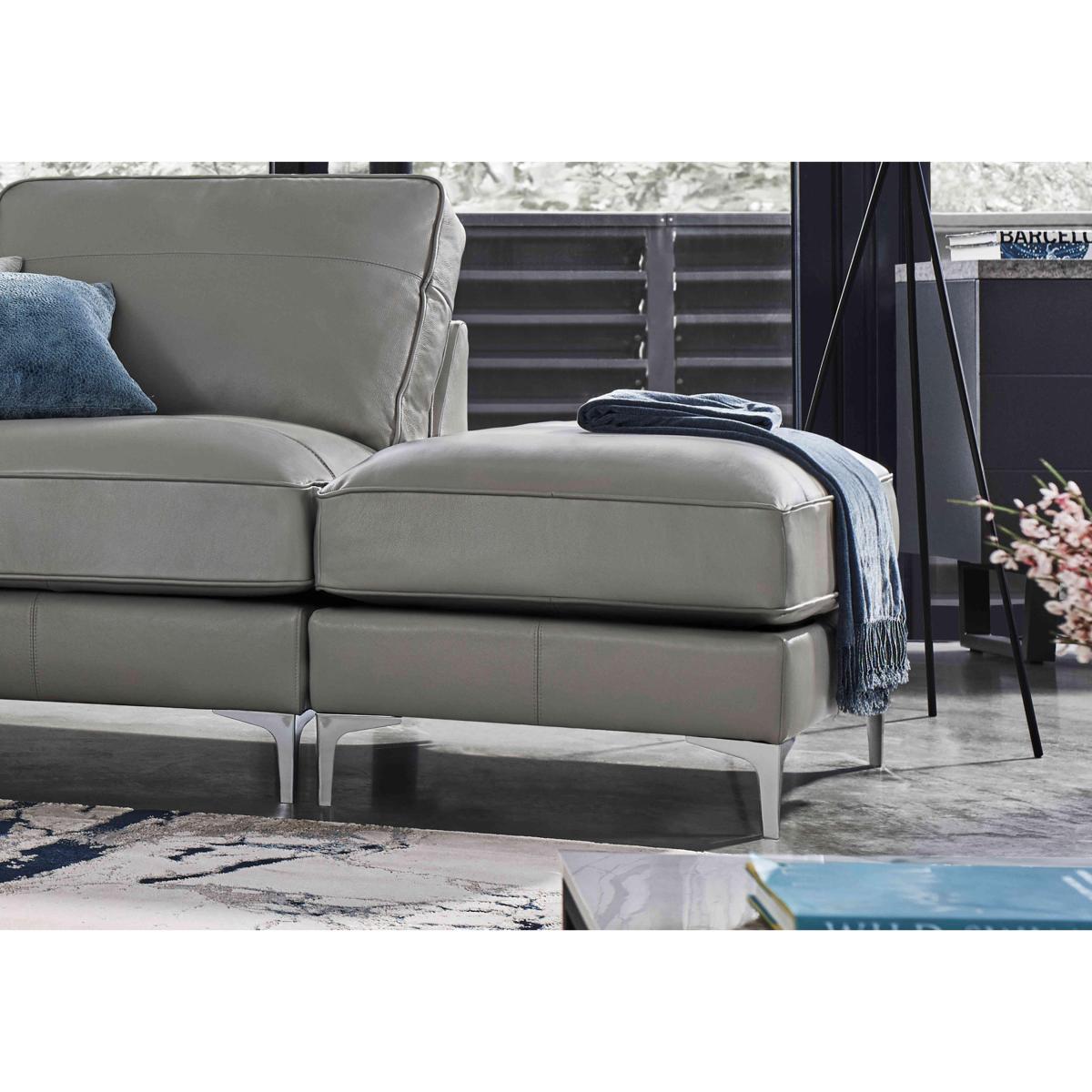 Legend Leather Footstool with Chrome Feet - Verona Pearl – image 2