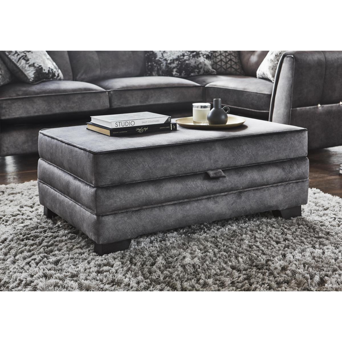 Ariana Fabric Storage Footstool - Dapple Ocean – image 2