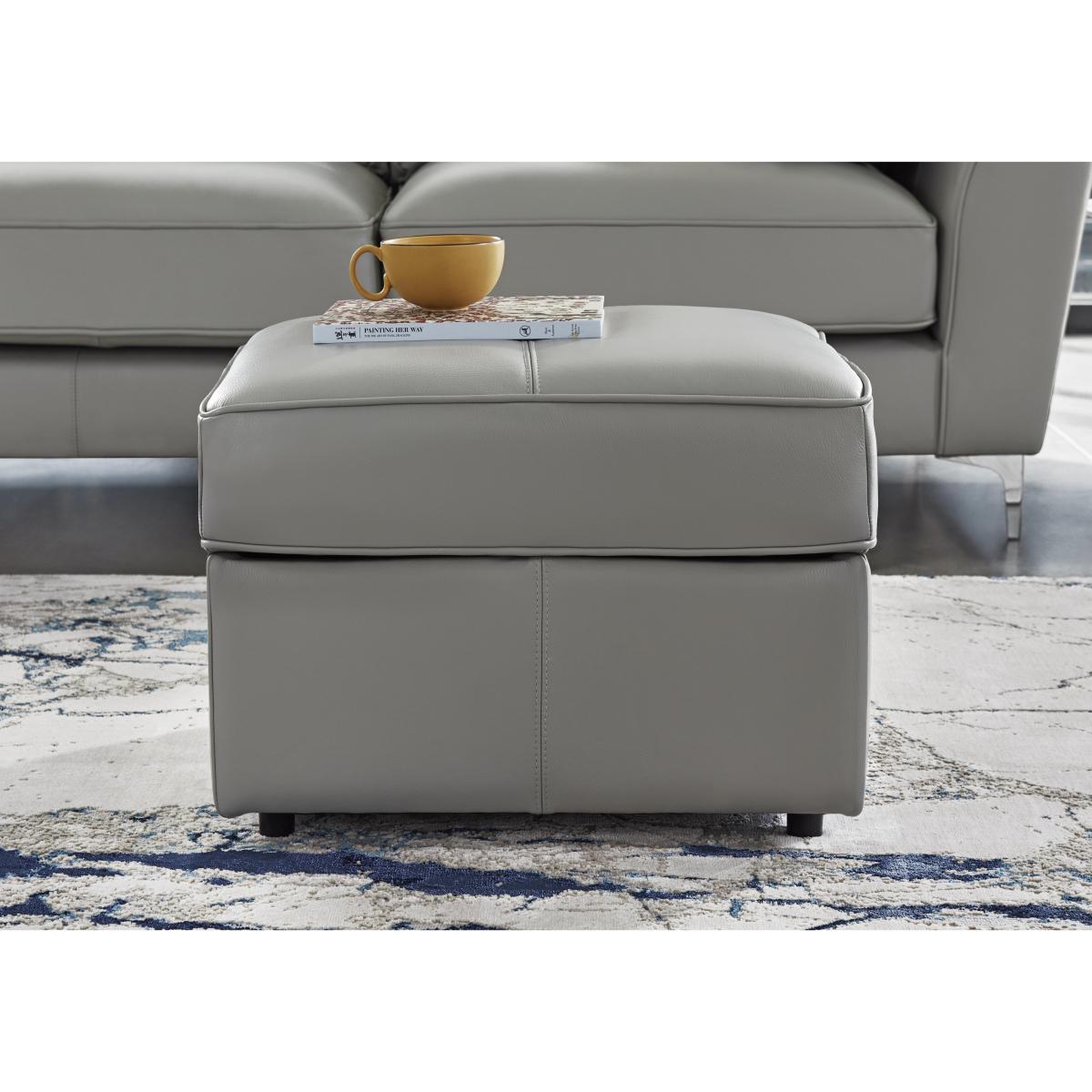 Legend Leather Storage Footstool - Verona Steel – image 2