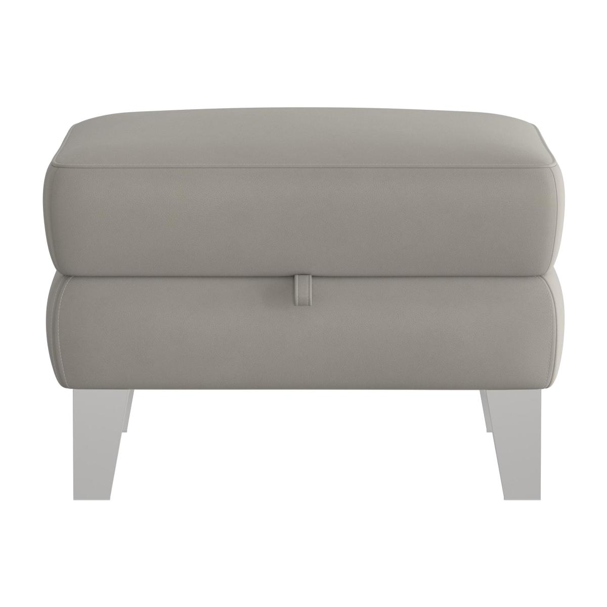 Amarilla Leather Storage Footstool - Grey- World of Leather – image 1