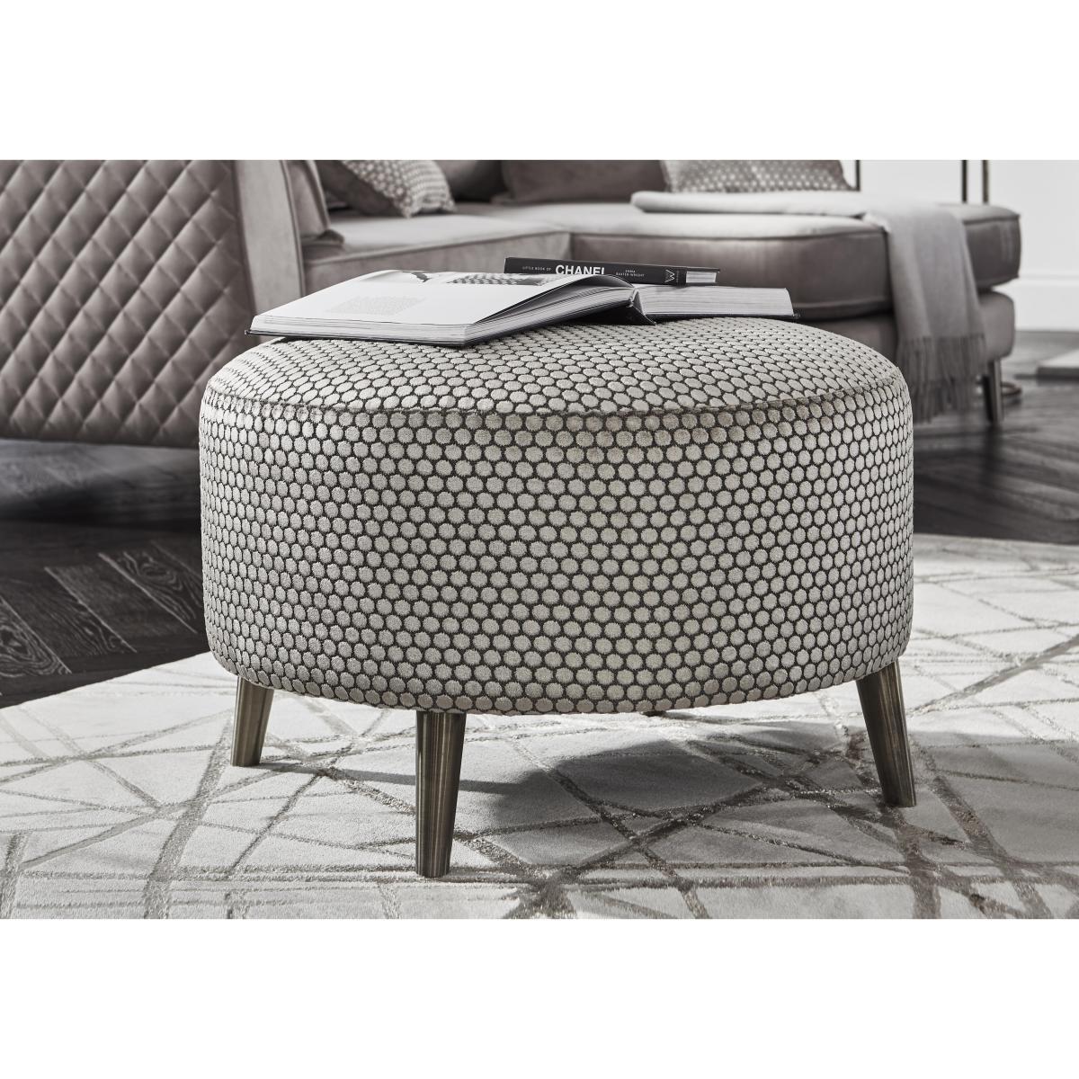 Celestia Fabric Round Footstool - Blue – image 2