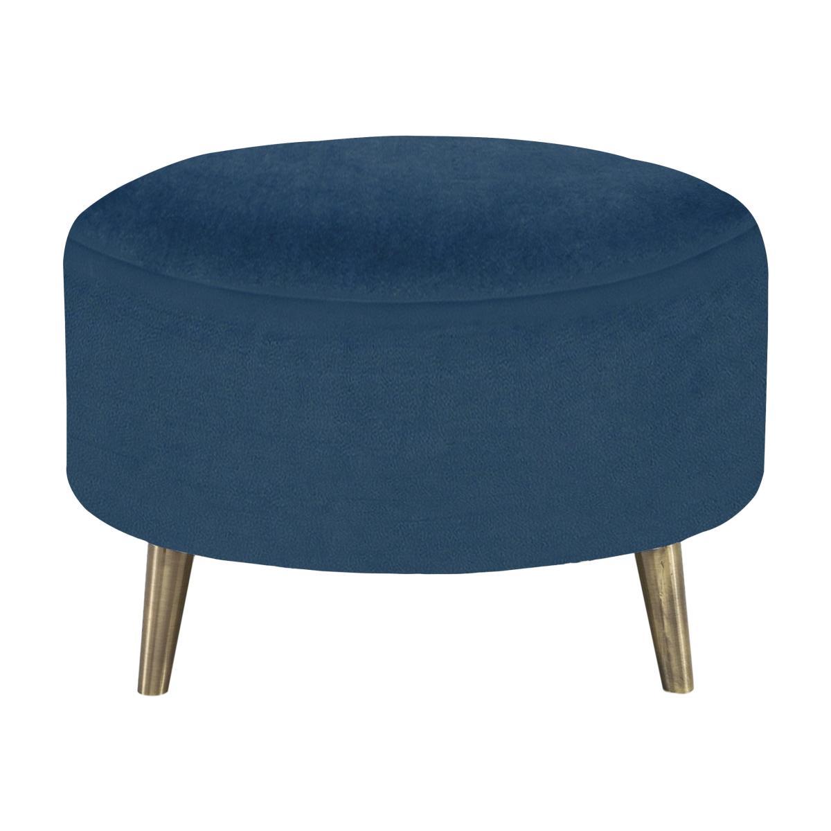 Celestia Fabric Round Footstool - Blue – image 1