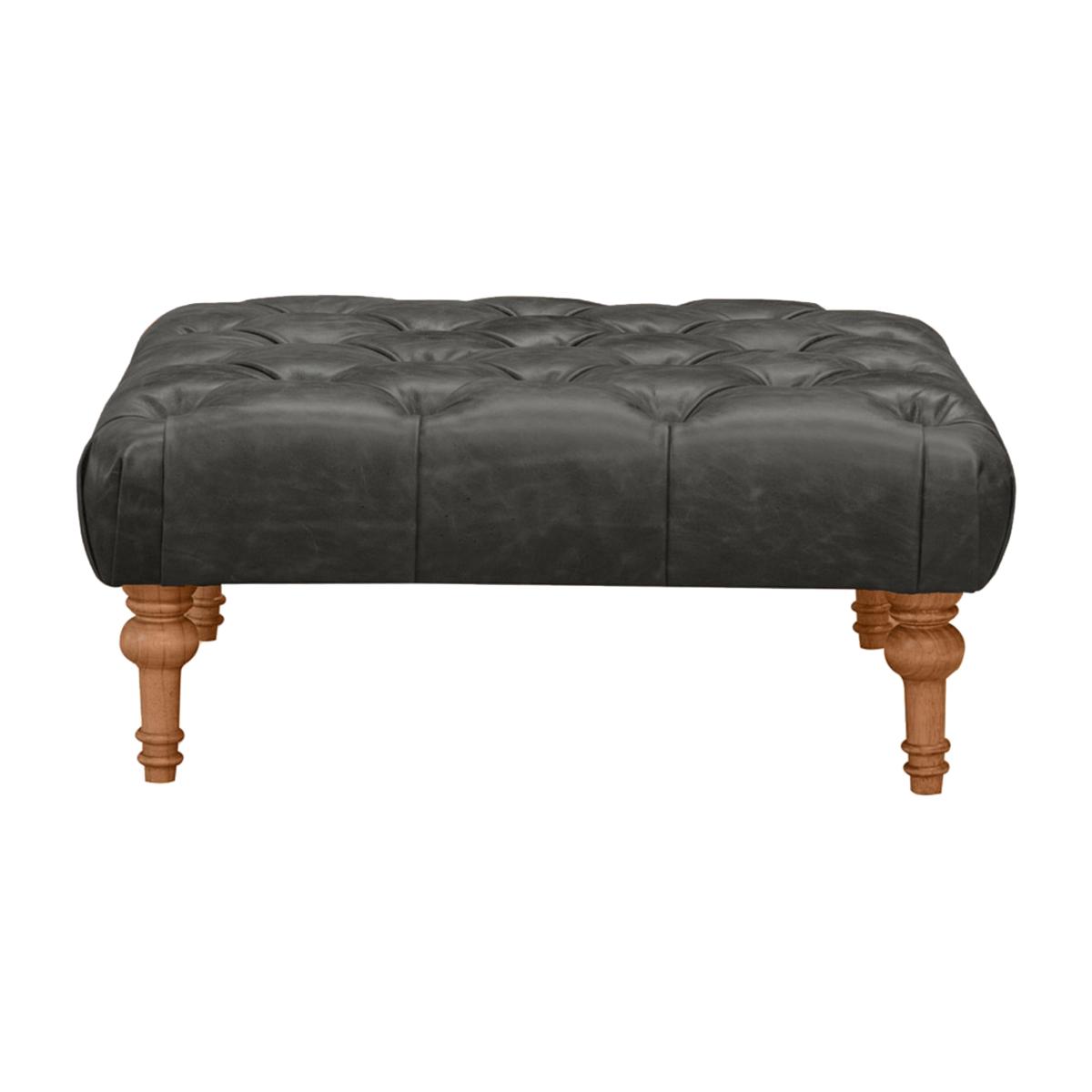 Alexander and James - Chesterfield Collection Small Leather Footstool - Saxon - Oak Feet