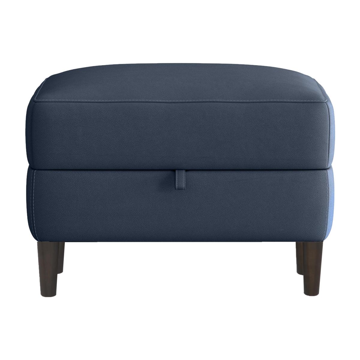 Uno Leather Storage Footstool - BV Ocean Blue