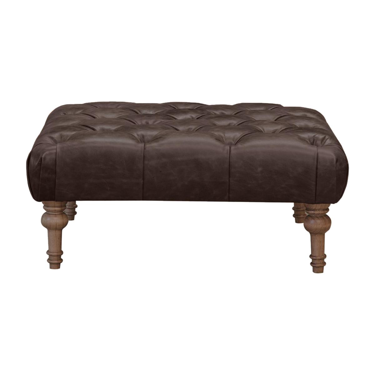 Alexander and James - Chesterfield Collection Small Leather Footstool - Cake - Dark Feet