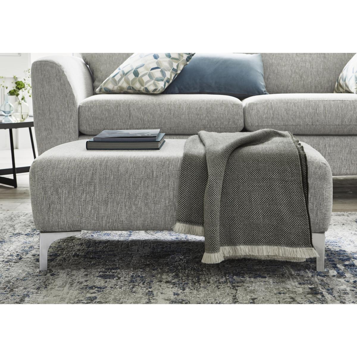 Pippa Fabric Standard Footstool - Slate – image 2