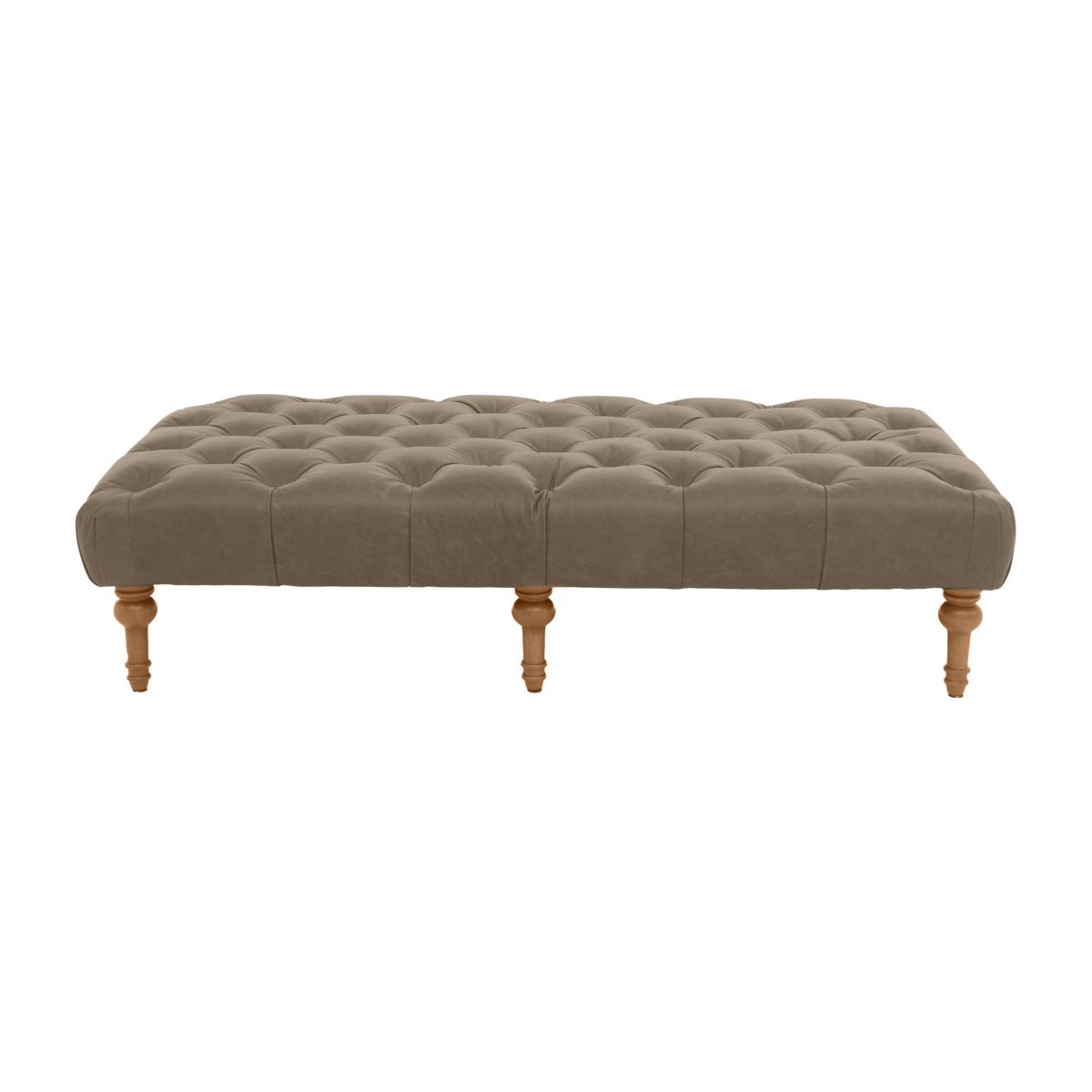 Alexander and James - Chesterfield Collection Large Leather Footstool - Taupe - Oak Feet