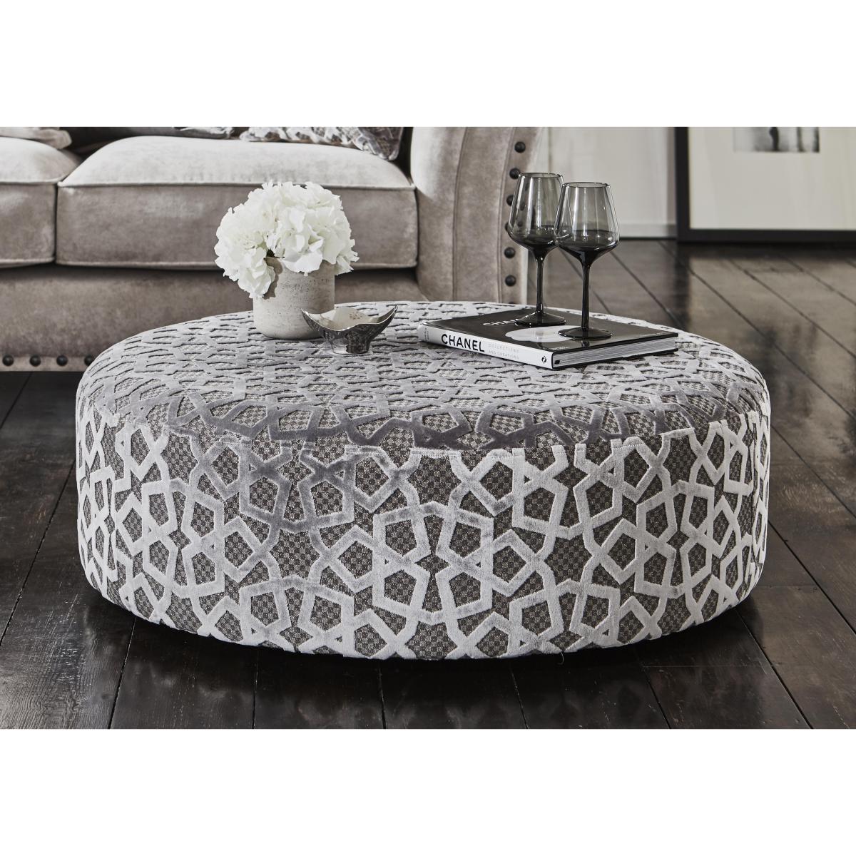Holly Designer Round Fabric Accent Footstool – image 2