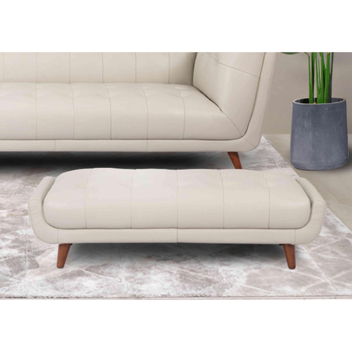 Rene Large Leather Footstool - Blue – image 2