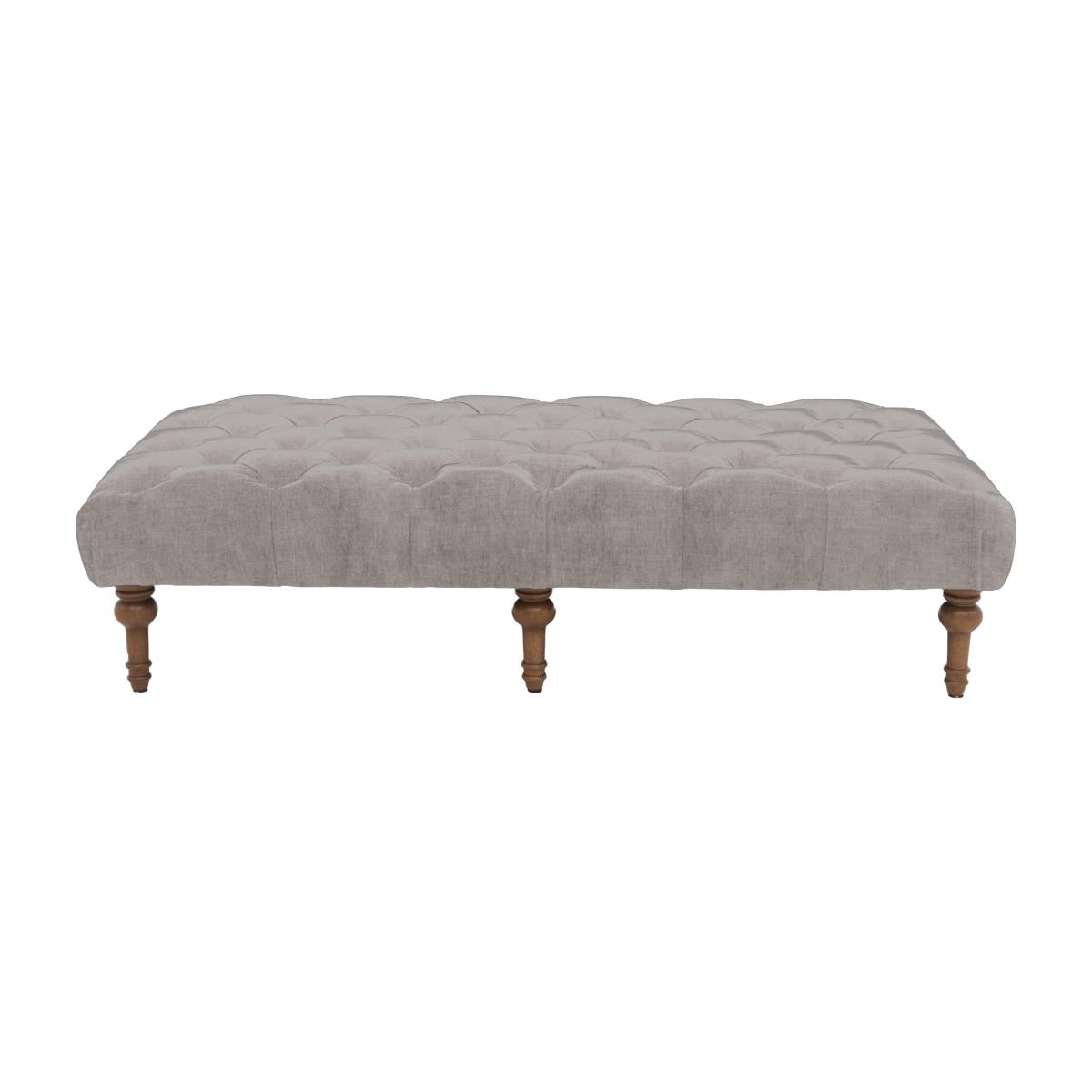 Alexander and James - Chesterfield Collection Large Fabric Footstool - Chamonix Silver with Dark Feet