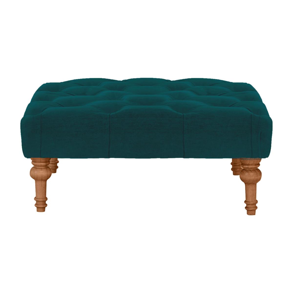 Alexander and James - Chesterfield Collection Small Fabric Footstool - Peacock - Oak Feet