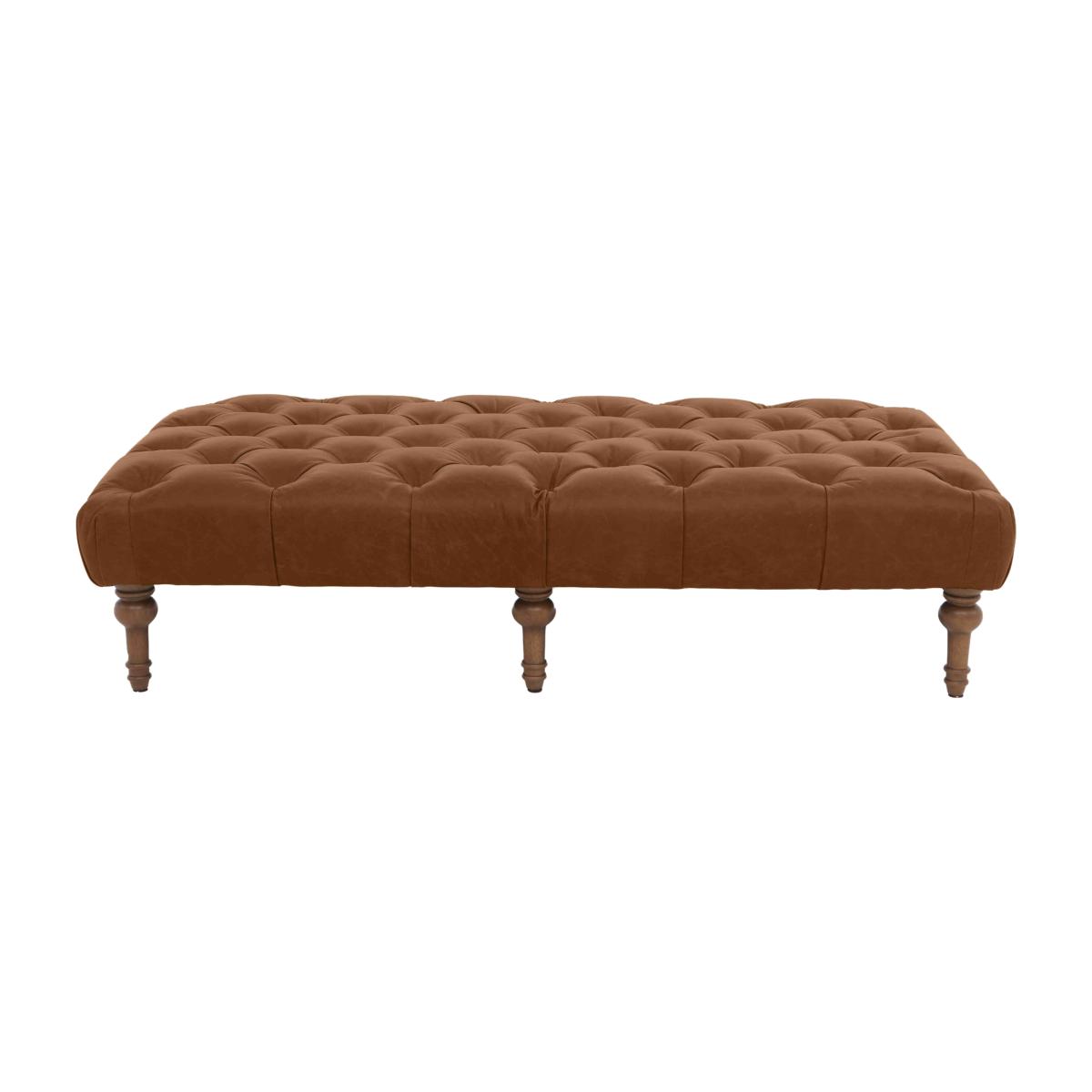 Alexander and James - Chesterfield Collection Large Leather Footstool - Satchel Latte - Dark Feet
