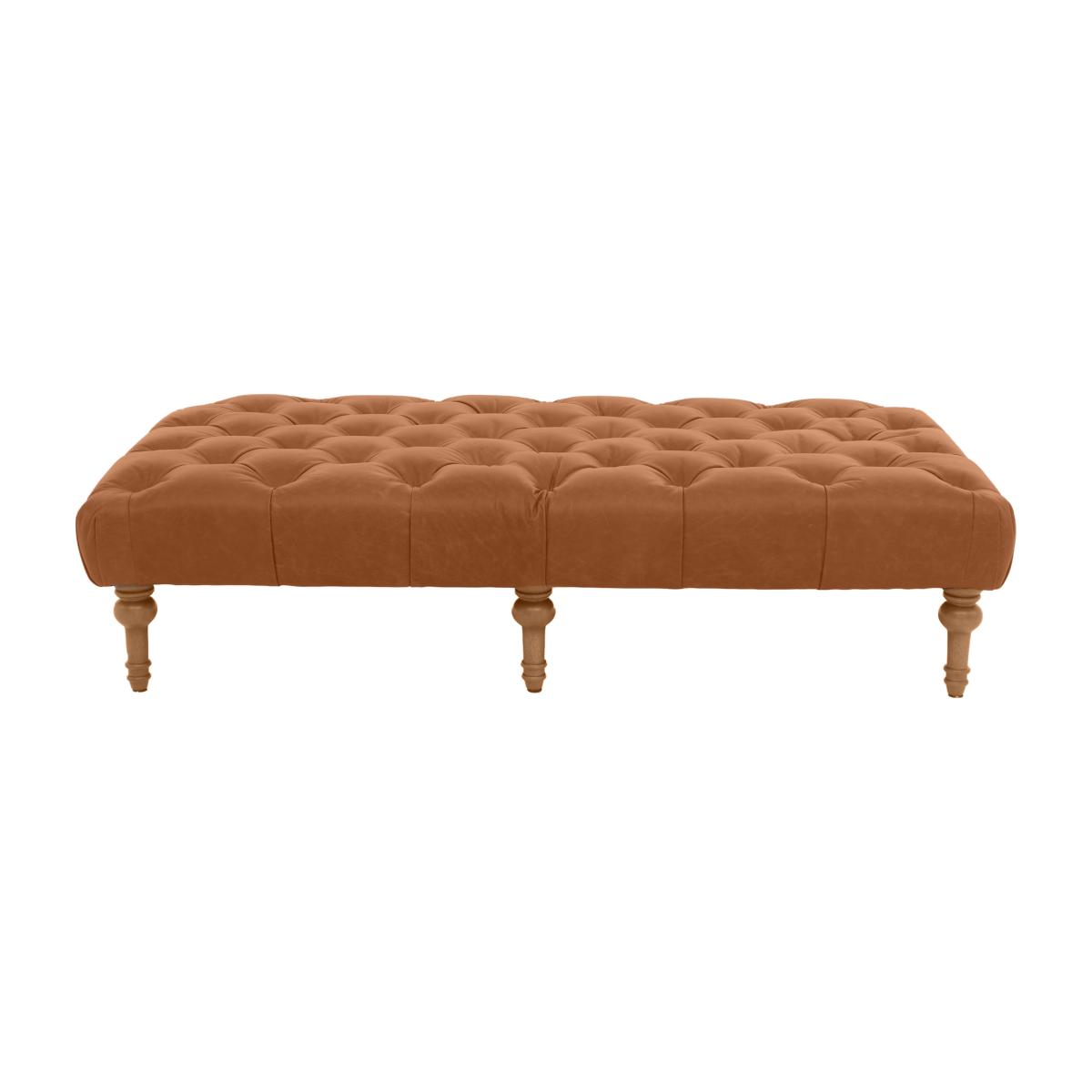 Alexander and James - Chesterfield Collection Large Leather Footstool - Original - Oak Feet