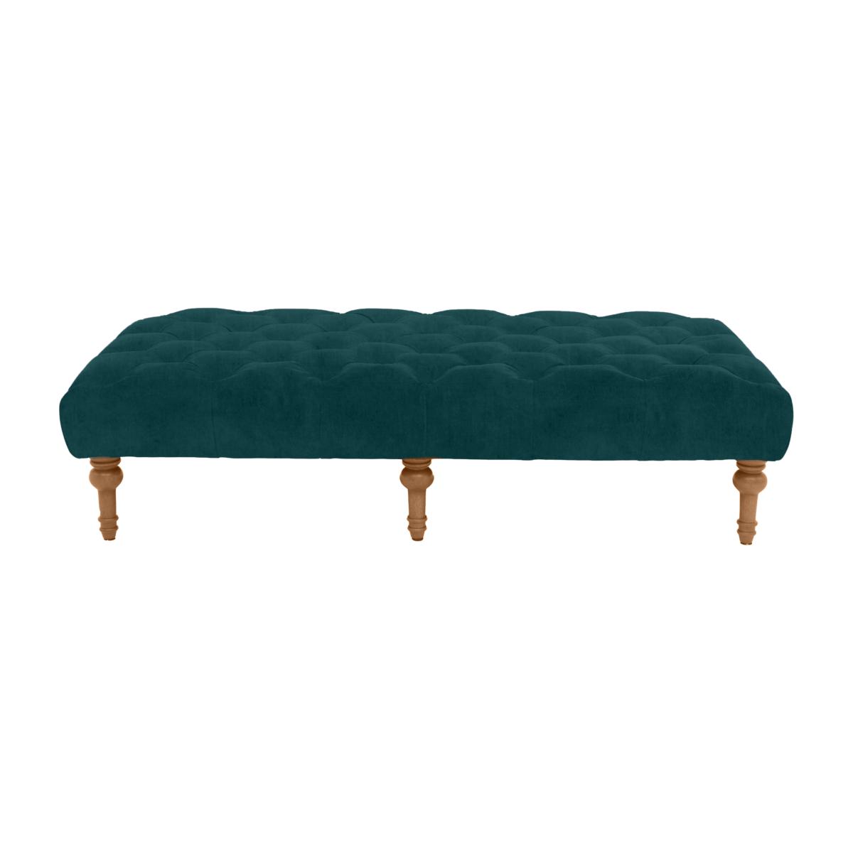 Alexander and James - Chesterfield Collection Large Fabric Footstool - Peacock - Oak Feet