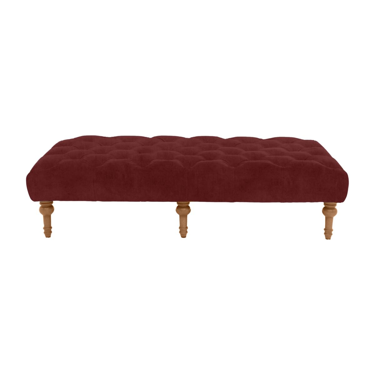 Alexander and James - Chesterfield Collection Large Fabric Footstool - Cranberry with Oak Feet