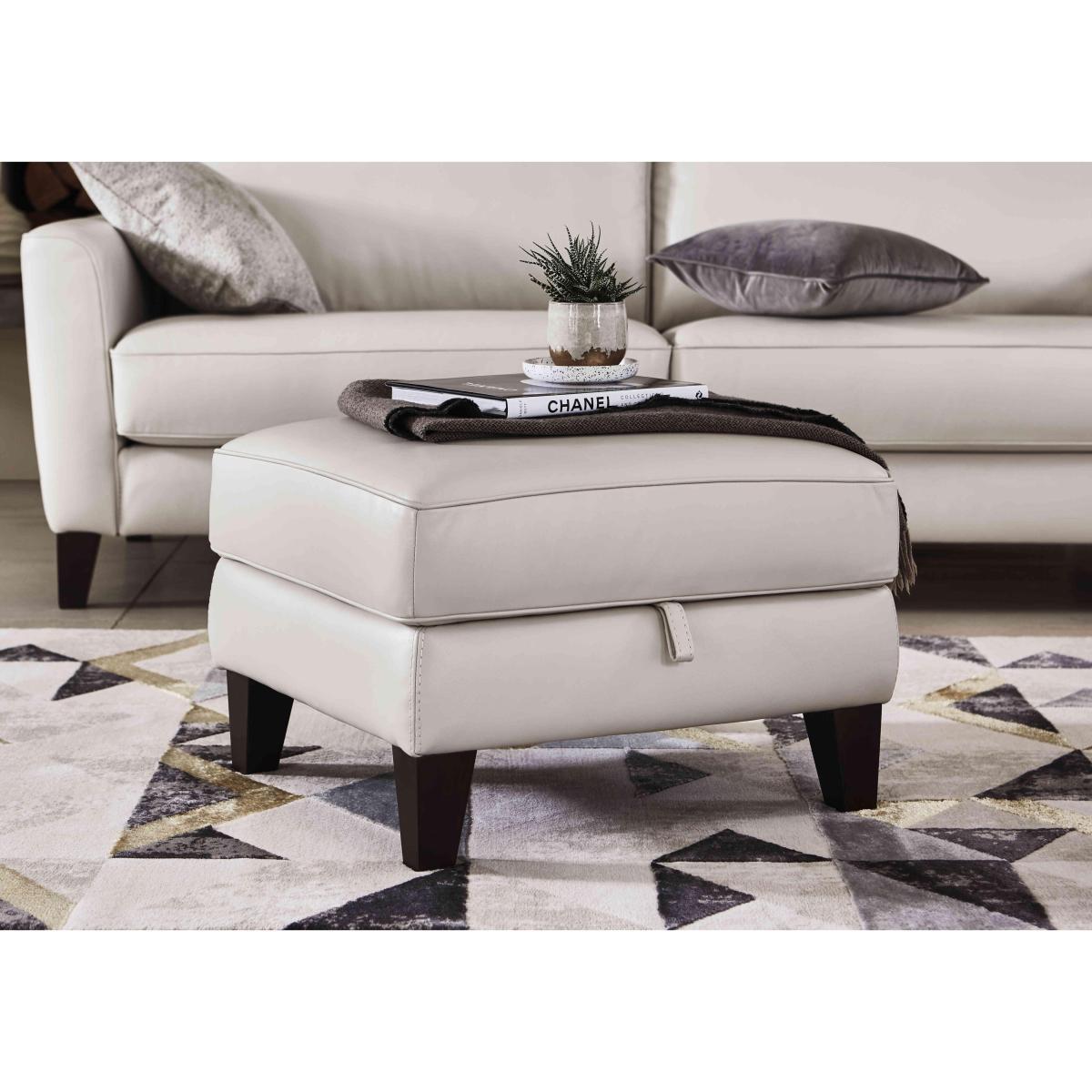 Brondby Leather Storage Footstool - Black- World of Leather – image 2
