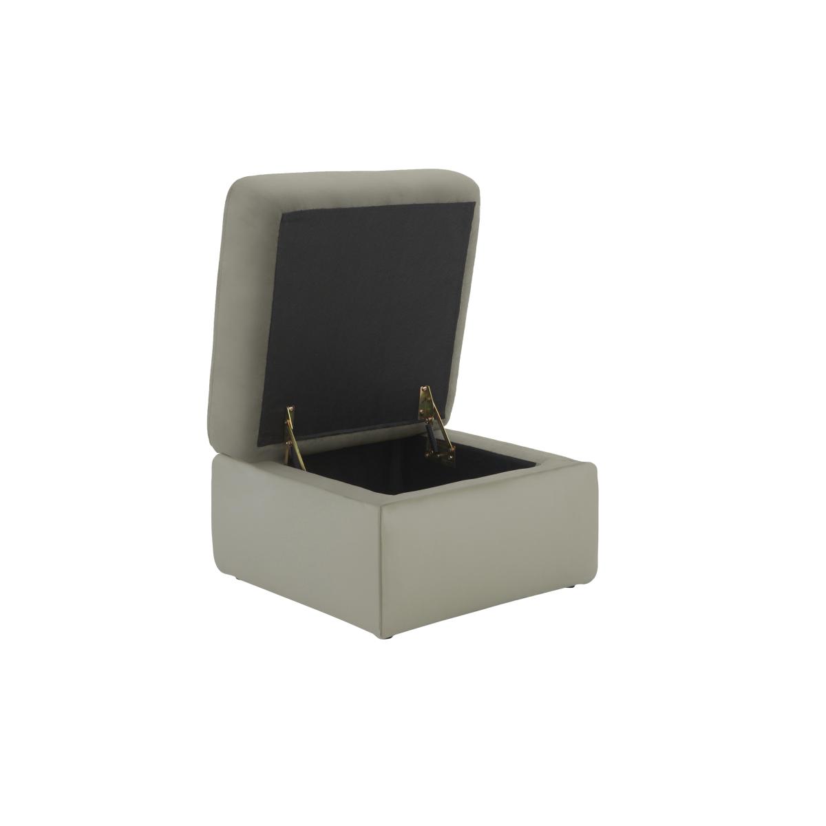 Berlin Leather Storage Footstool - Grey – image 3