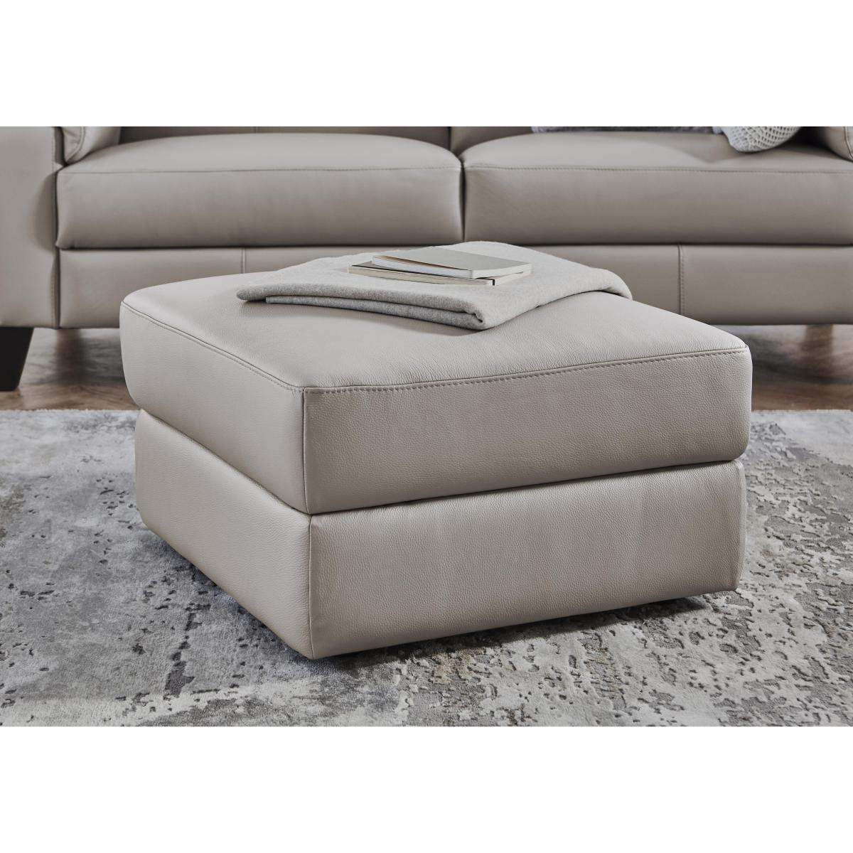 Serento Leather Footstool - Grey – image 2