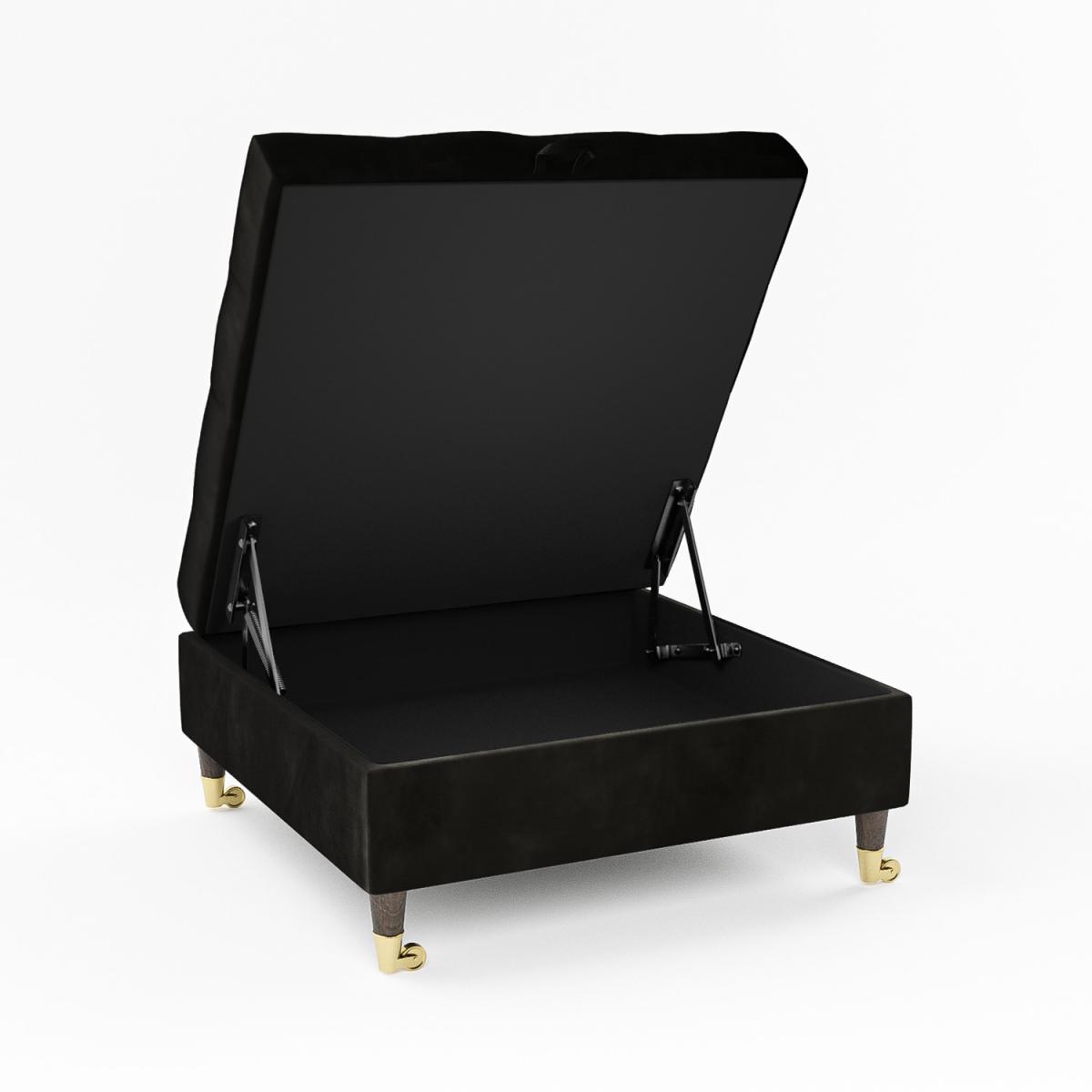 Ottoman Storage Footstool in Buttoned Black Velvet - Spencer – image 4