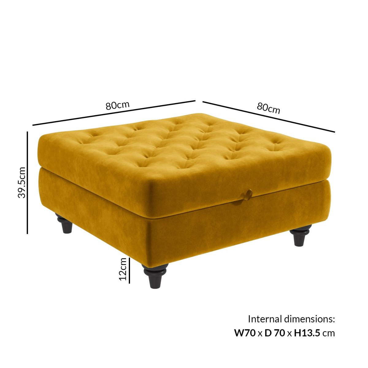 Mustard Velvet Footstool with Storage - Inez – image 2