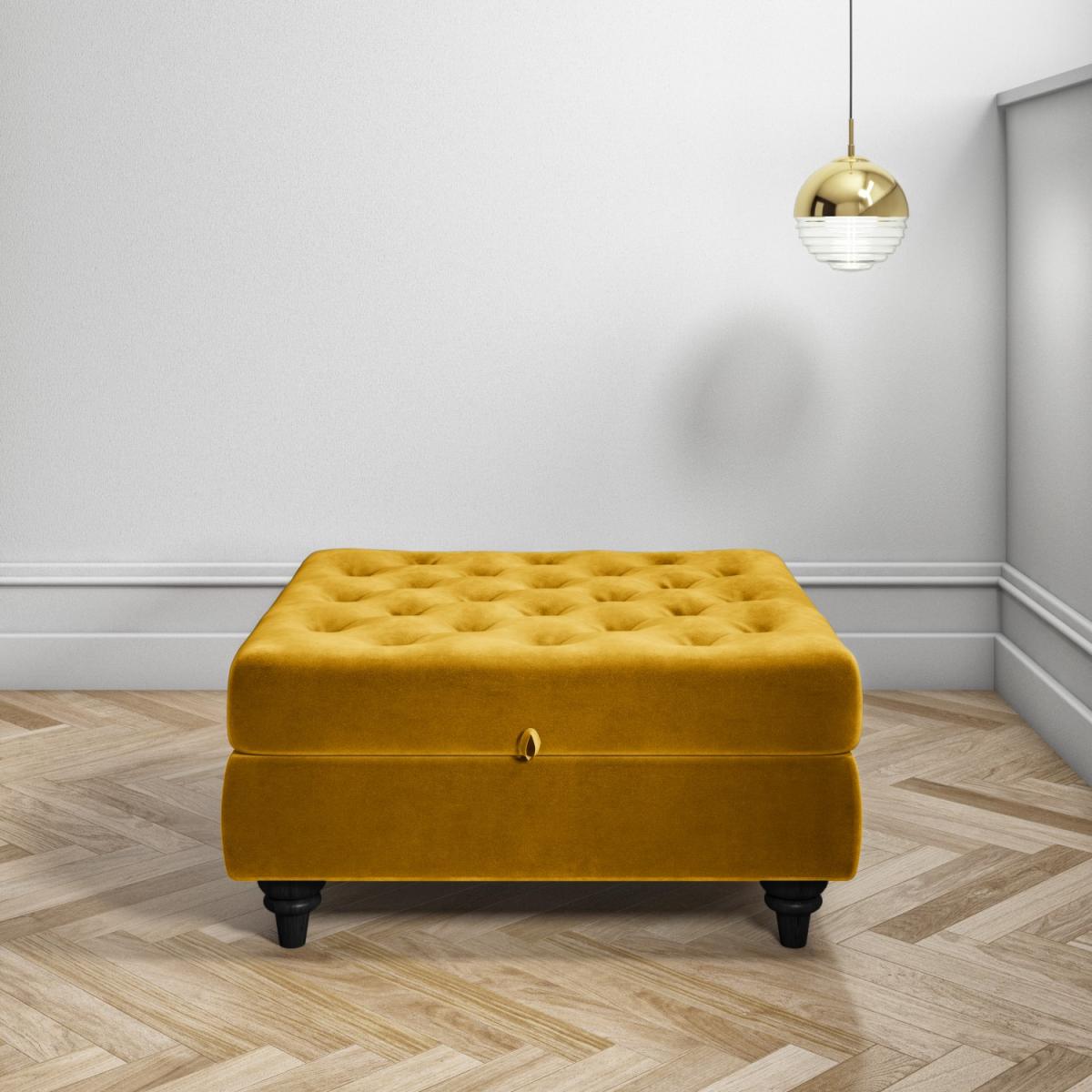 Mustard Velvet Footstool with Storage - Inez – image 3