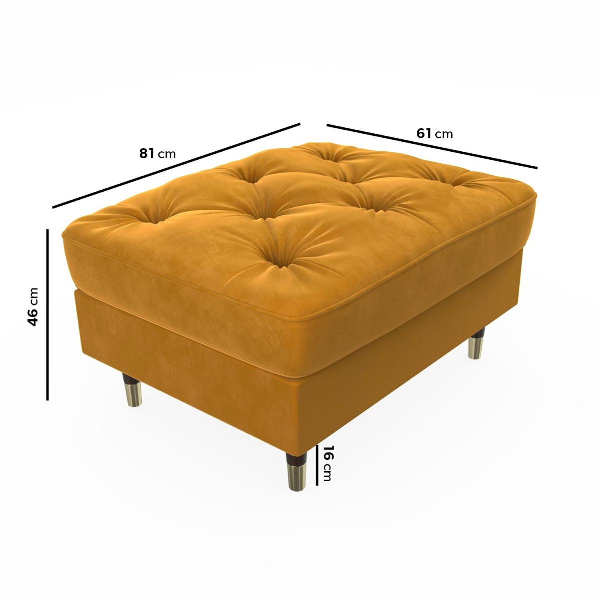 Buttoned Velvet Footstool in Mustard - Cole – image 2
