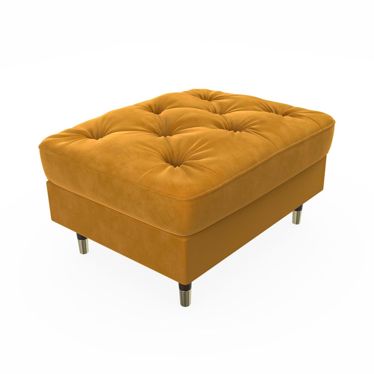 Buttoned Velvet Footstool in Mustard - Cole – image 3
