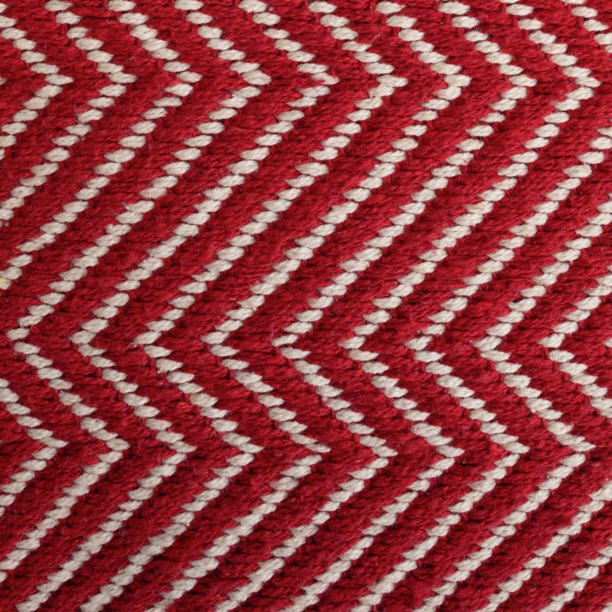 Kaikoo Durrie Cotton Footstool - Red & White – image 2