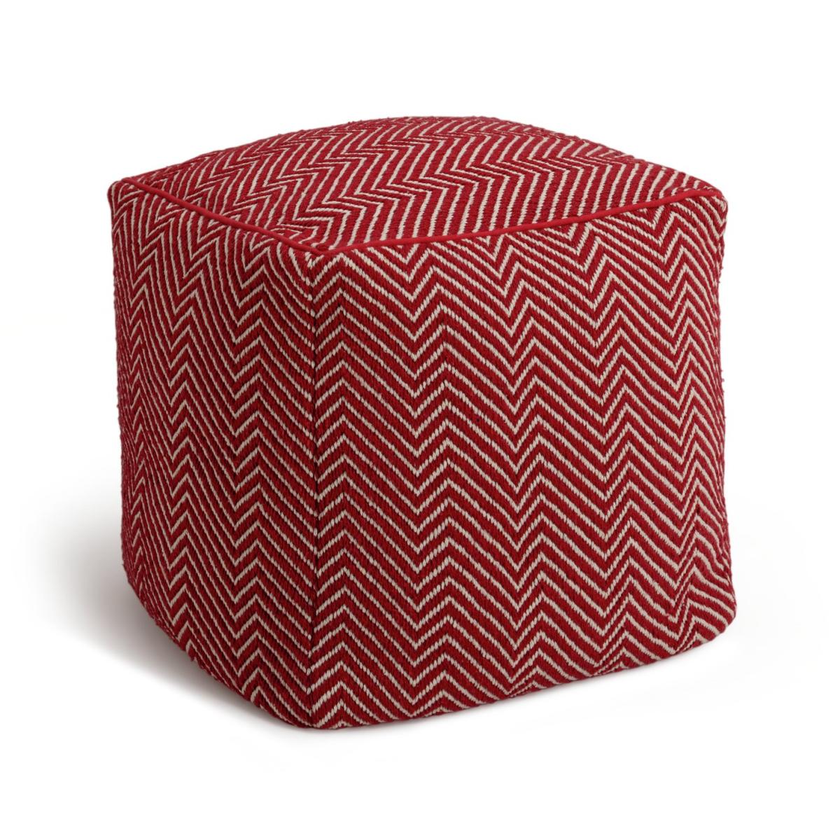 Kaikoo Durrie Cotton Footstool - Red & White – image 4