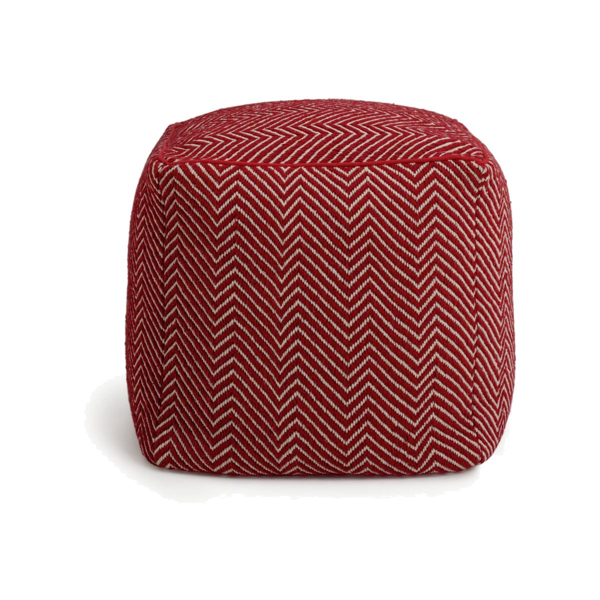 Kaikoo Durrie Cotton Footstool - Red & White – image 1