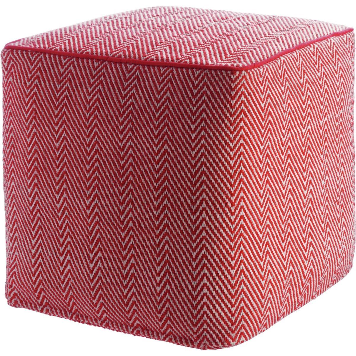 Habitat Durrie Cotton Cube Footstool - Red – image 2