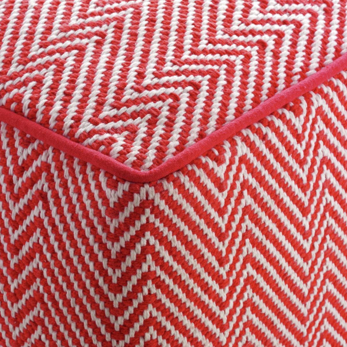 Habitat Durrie Cotton Cube Footstool - Red – image 3
