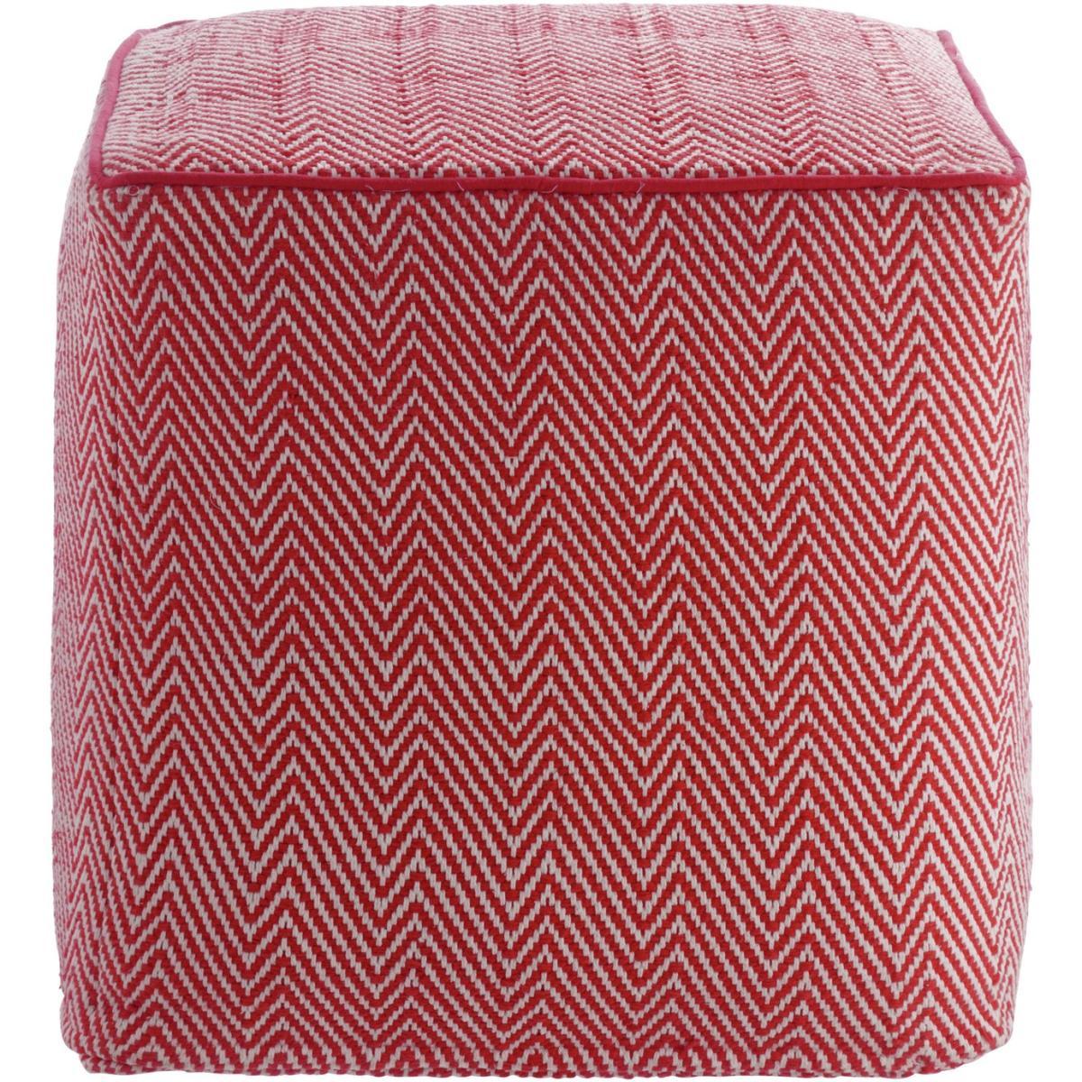 Habitat Durrie Cotton Cube Footstool - Red – image 1