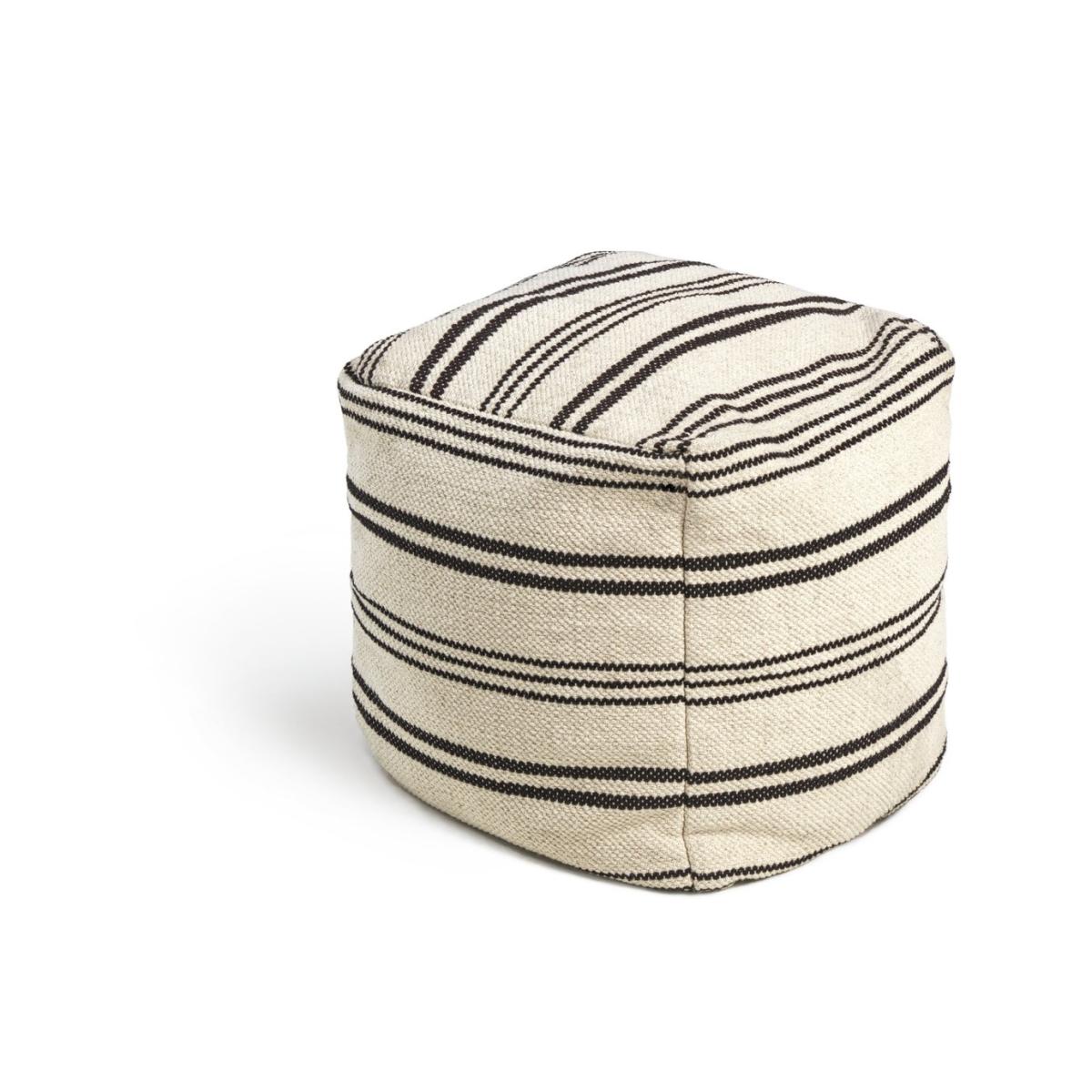 Habitat Layne Wool Pouffe - Black & White – image 5
