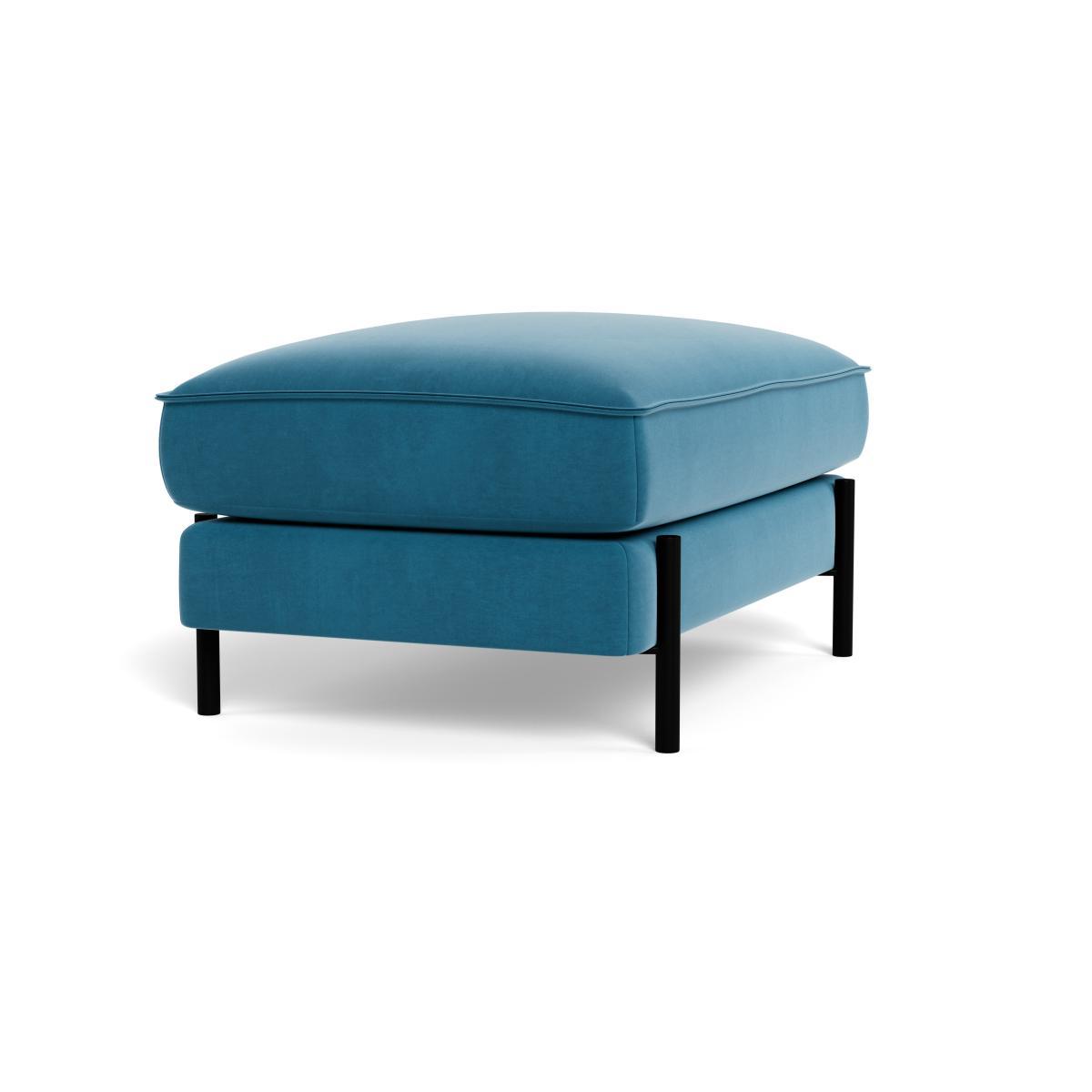 Heal's Tortona Footstool Smart Velvet Ocean Black Feet - Heal's UK Furniture – image 2
