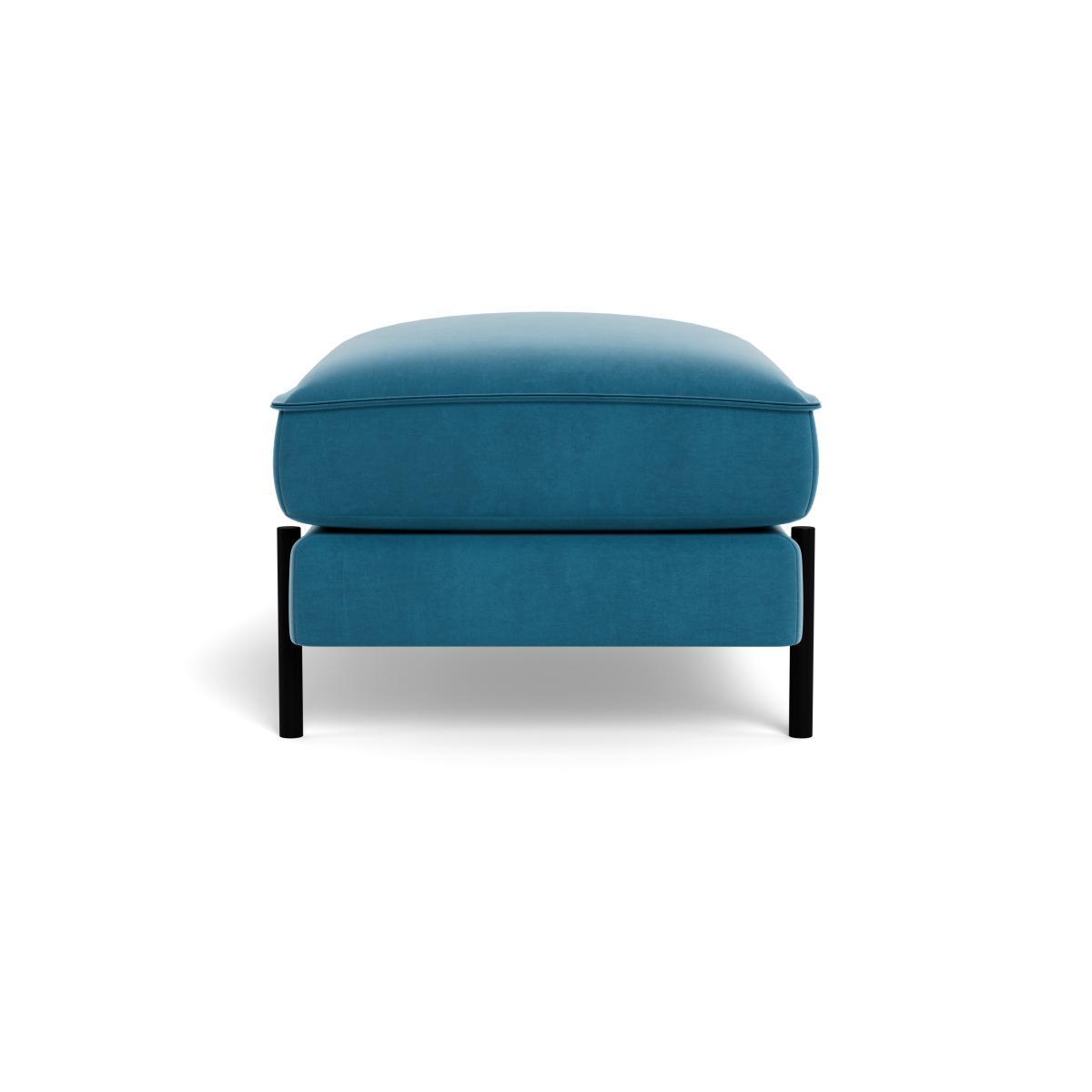 Heal's Tortona Footstool Smart Velvet Ocean Black Feet - Heal's UK Furniture – image 3