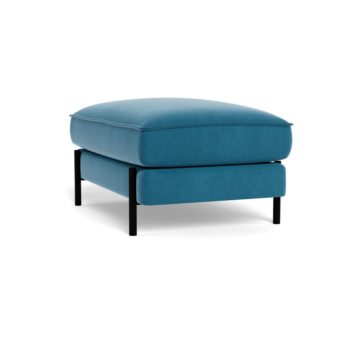 Heal's Tortona Footstool Smart Velvet Ocean Black Feet - Heal's UK Furniture – image 4