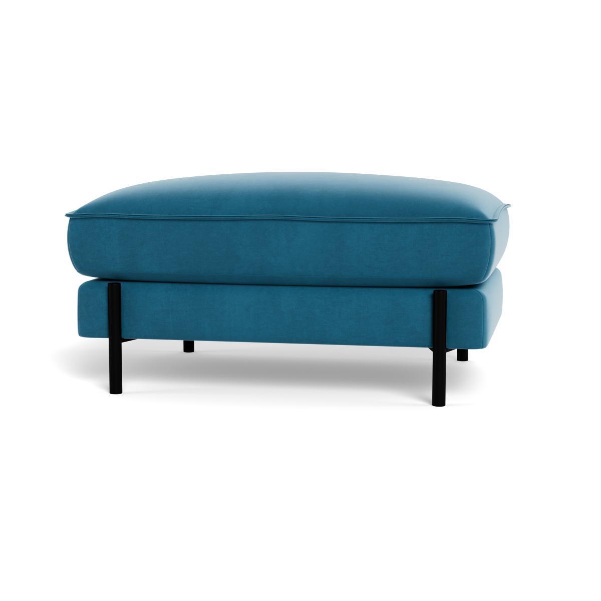 Heal's Tortona Footstool Smart Velvet Ocean Black Feet - Heal's UK Furniture – image 5