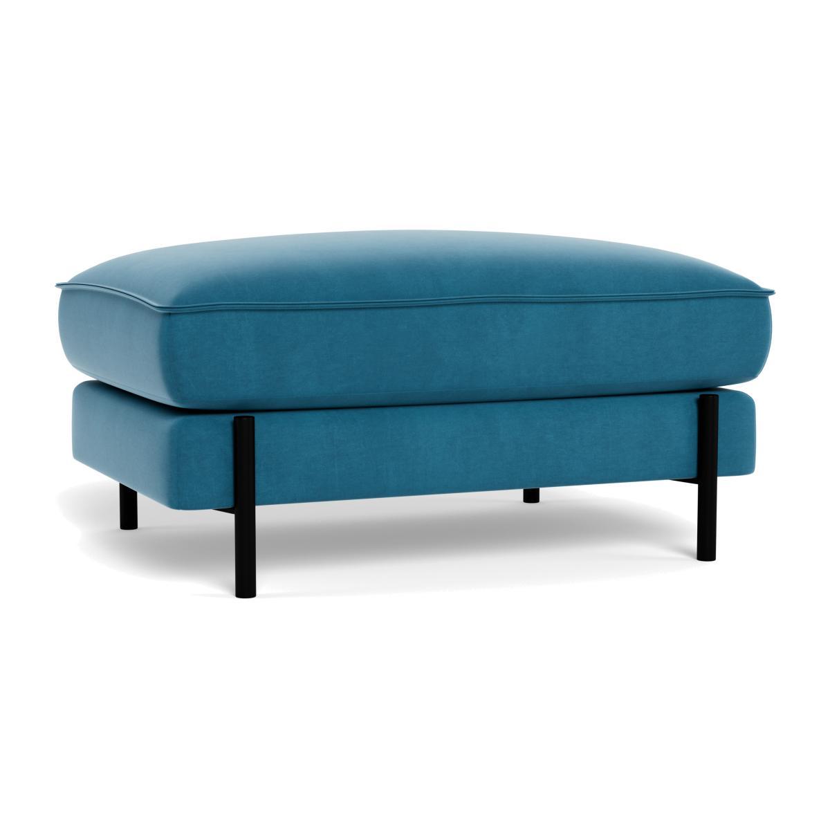 Heal's Tortona Footstool Smart Velvet Ocean Black Feet - Heal's UK Furniture – image 1