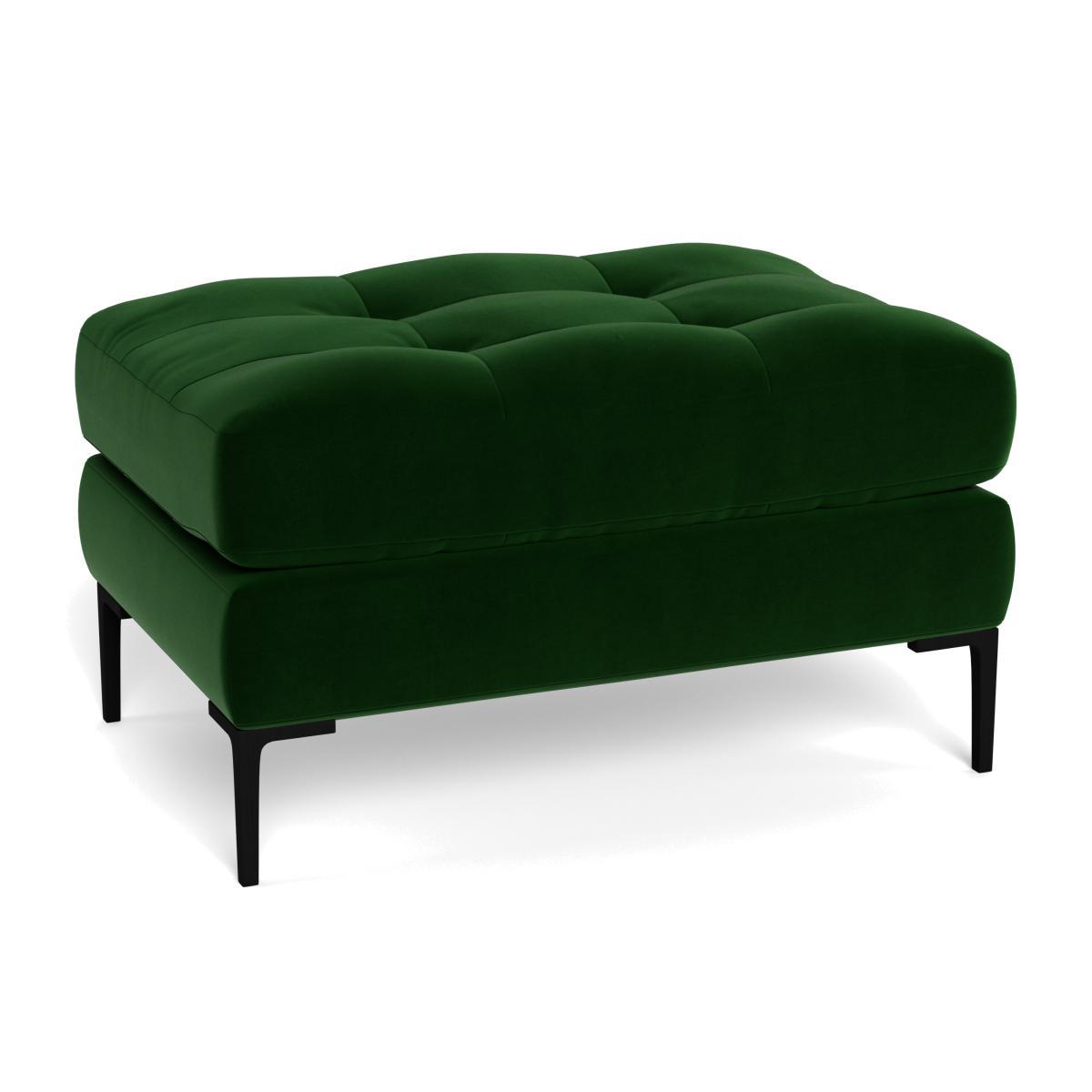 Heal's Eton Footstool Smart Velvet Forest Brass Feet - Heal's UK Furniture – image 1