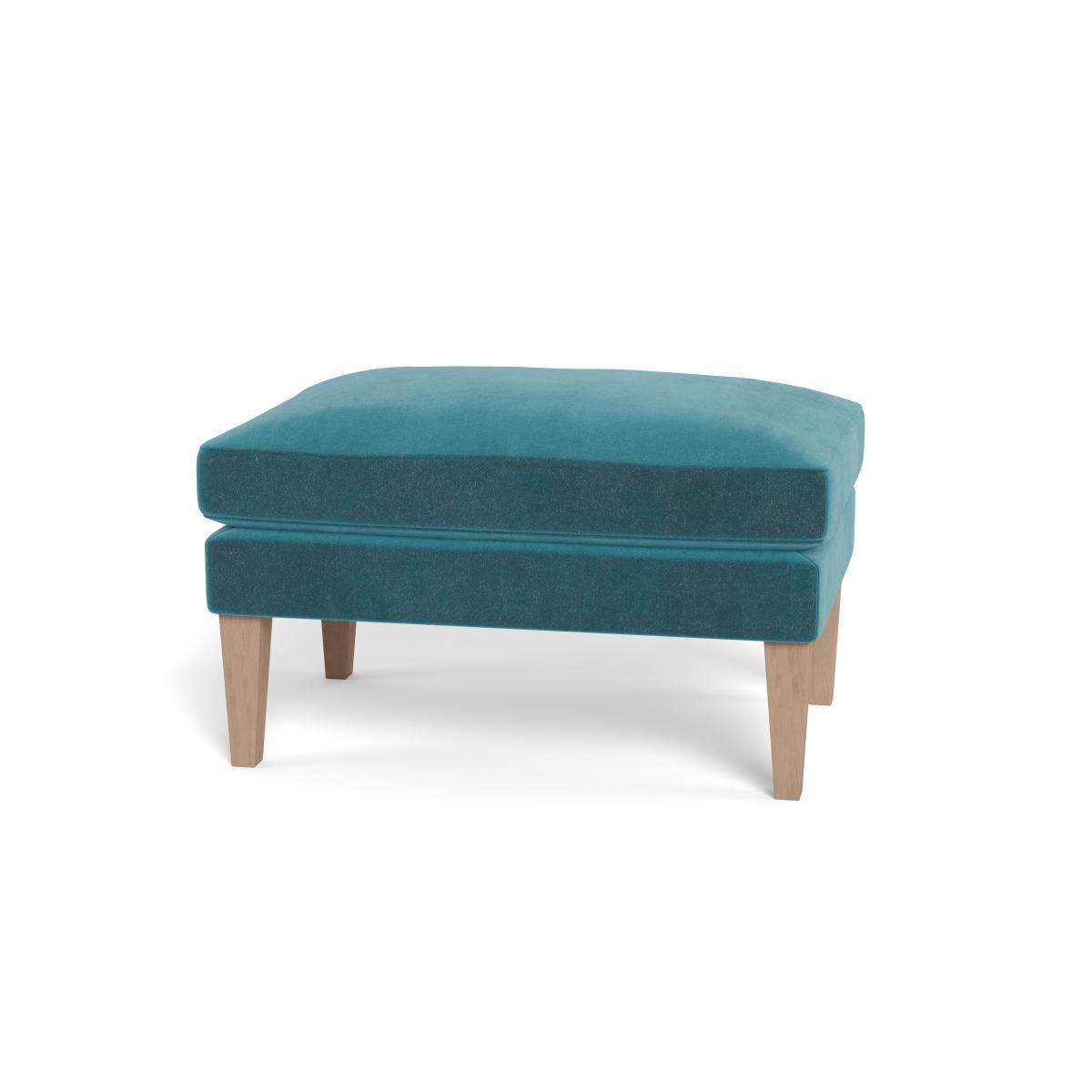 Heal's Wallis Ottoman Smart Luxe Velvet Airforce Blue Black Feet - Heal's UK Furniture – image 5