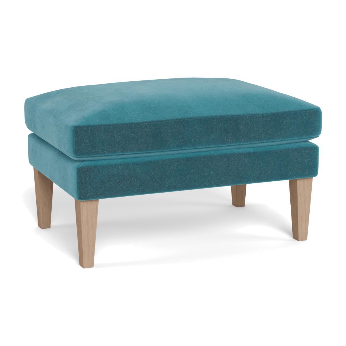 Heal's Wallis Ottoman Smart Luxe Velvet Airforce Blue Black Feet - Heal's UK Furniture – image 1