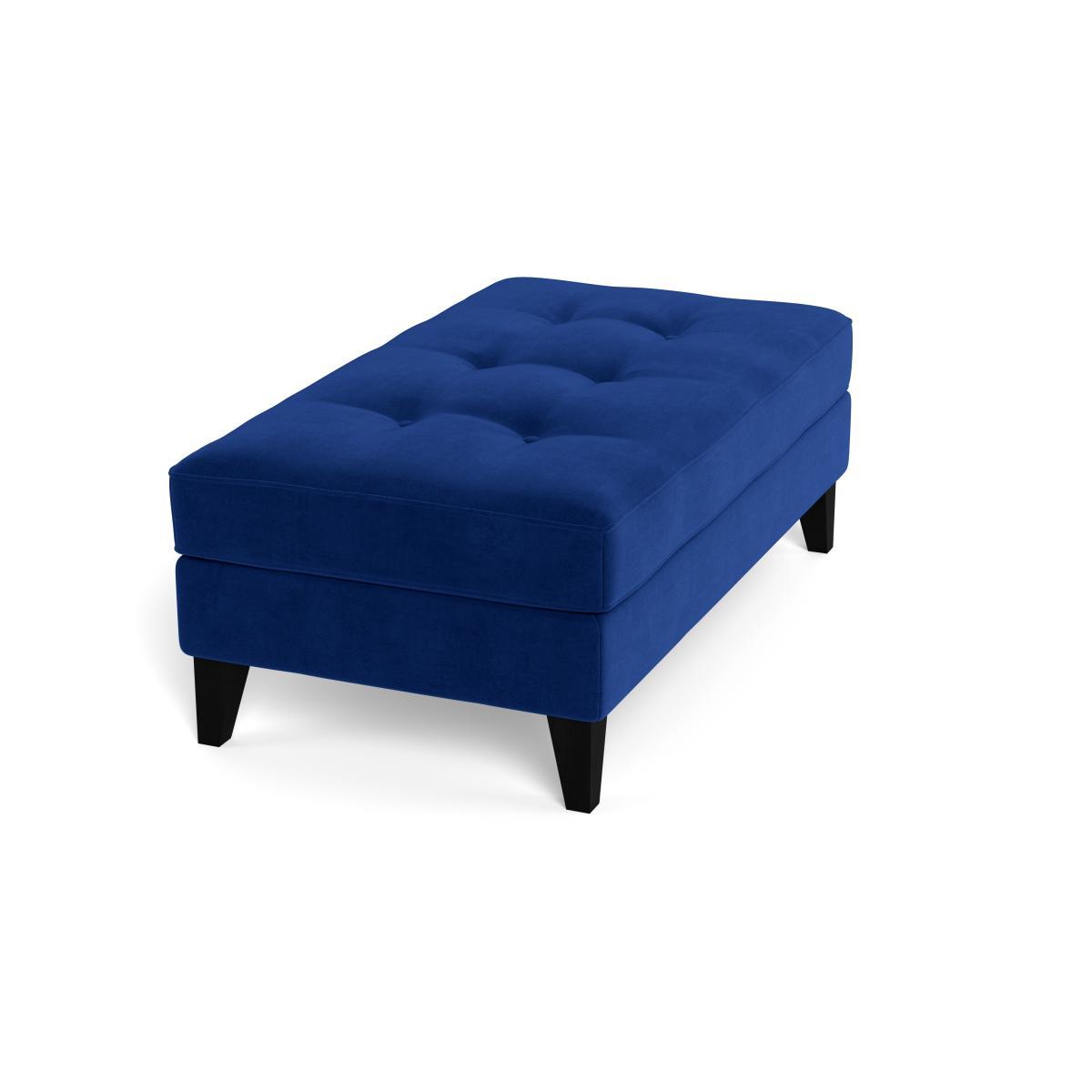 Heal's Mistral Footstool Smart Luxe Velvet Azure Black Feet - Heal's UK Furniture – image 2