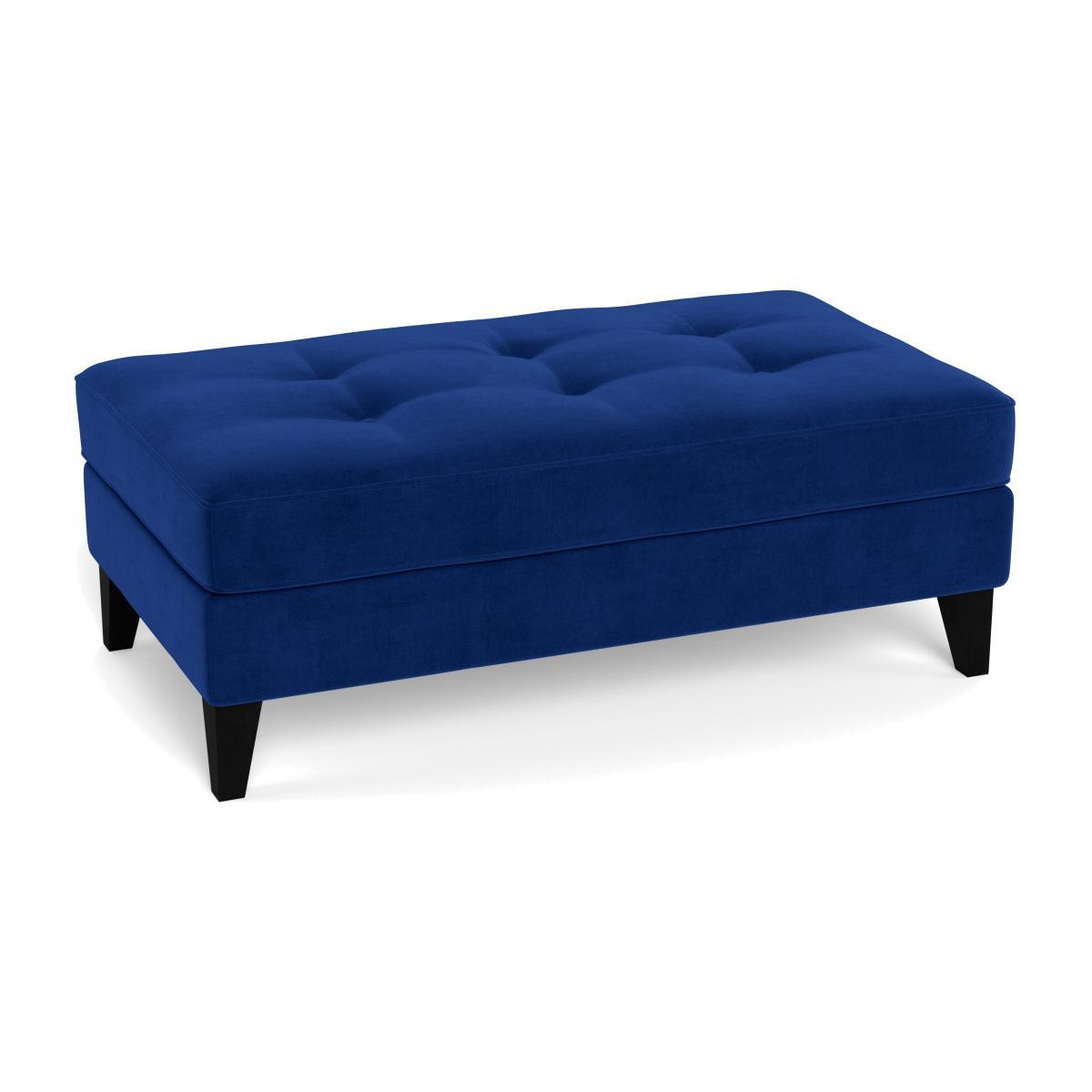 Heal's Mistral Footstool Smart Luxe Velvet Azure Black Feet - Heal's UK Furniture – image 1
